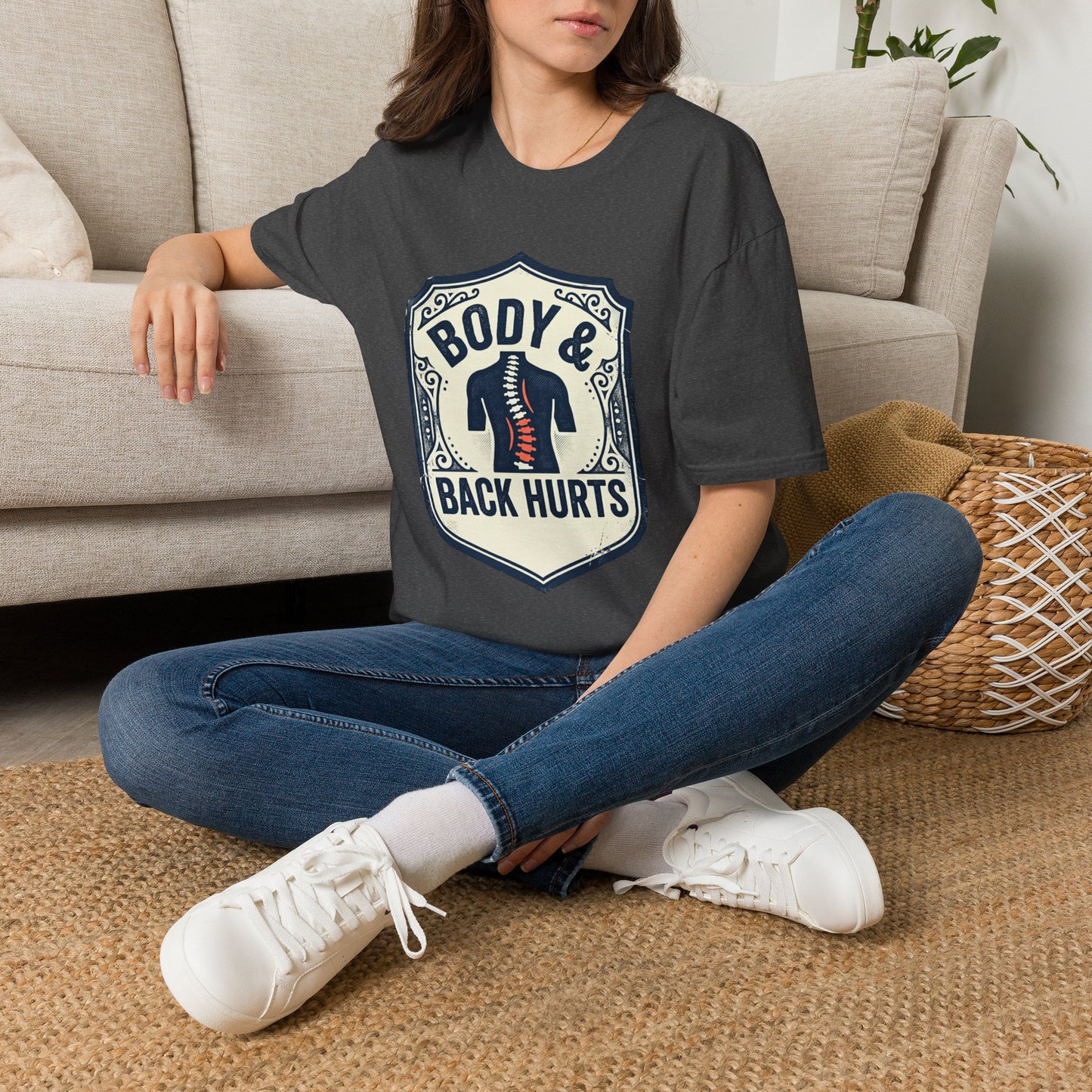 Back Hurts T-Shirt — Body & Back Hurts Graphic Tee for Spine Pain Relief Awareness