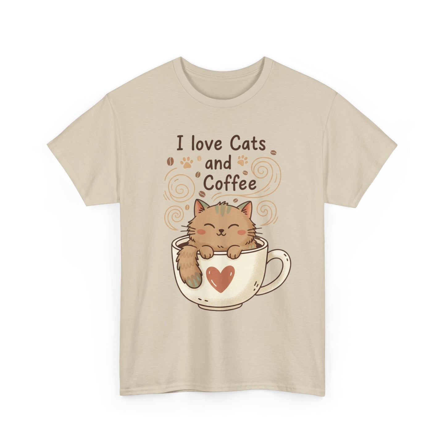 Cat and Coffee T‑Shirt — "I Love Cats and Coffee" Cute Cat in Mug Tee