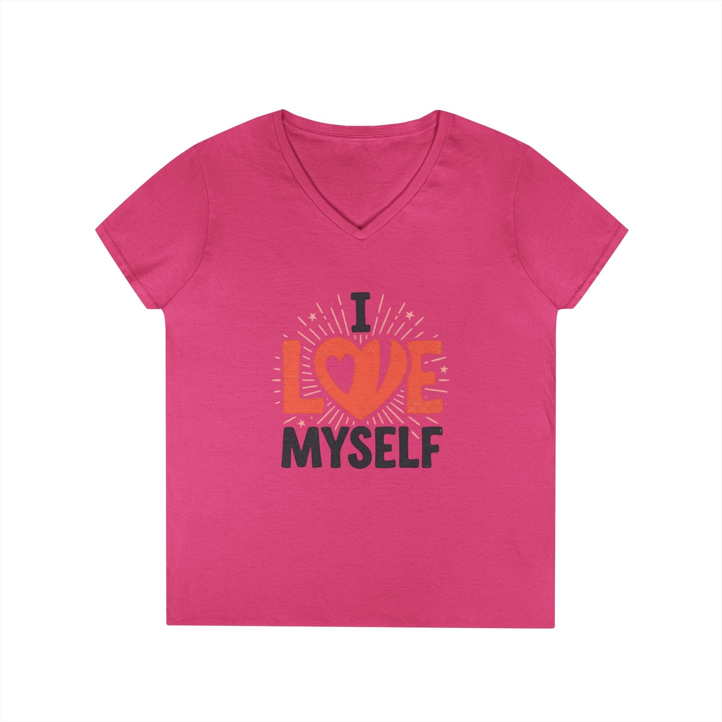 I Love Myself V-Neck Tee — Self-Love Women's T-Shirt Printify