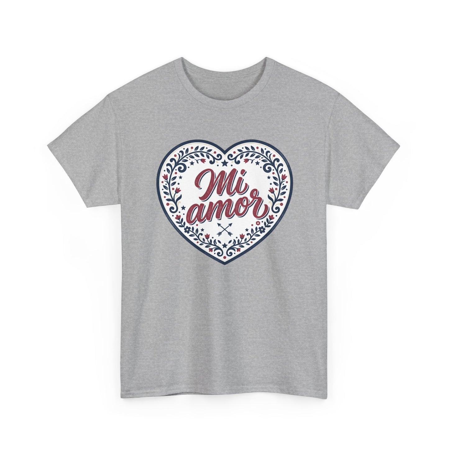 Mi Amor Heart T-Shirt — Romantic Floral Graphic Tee for Valentine’s Day