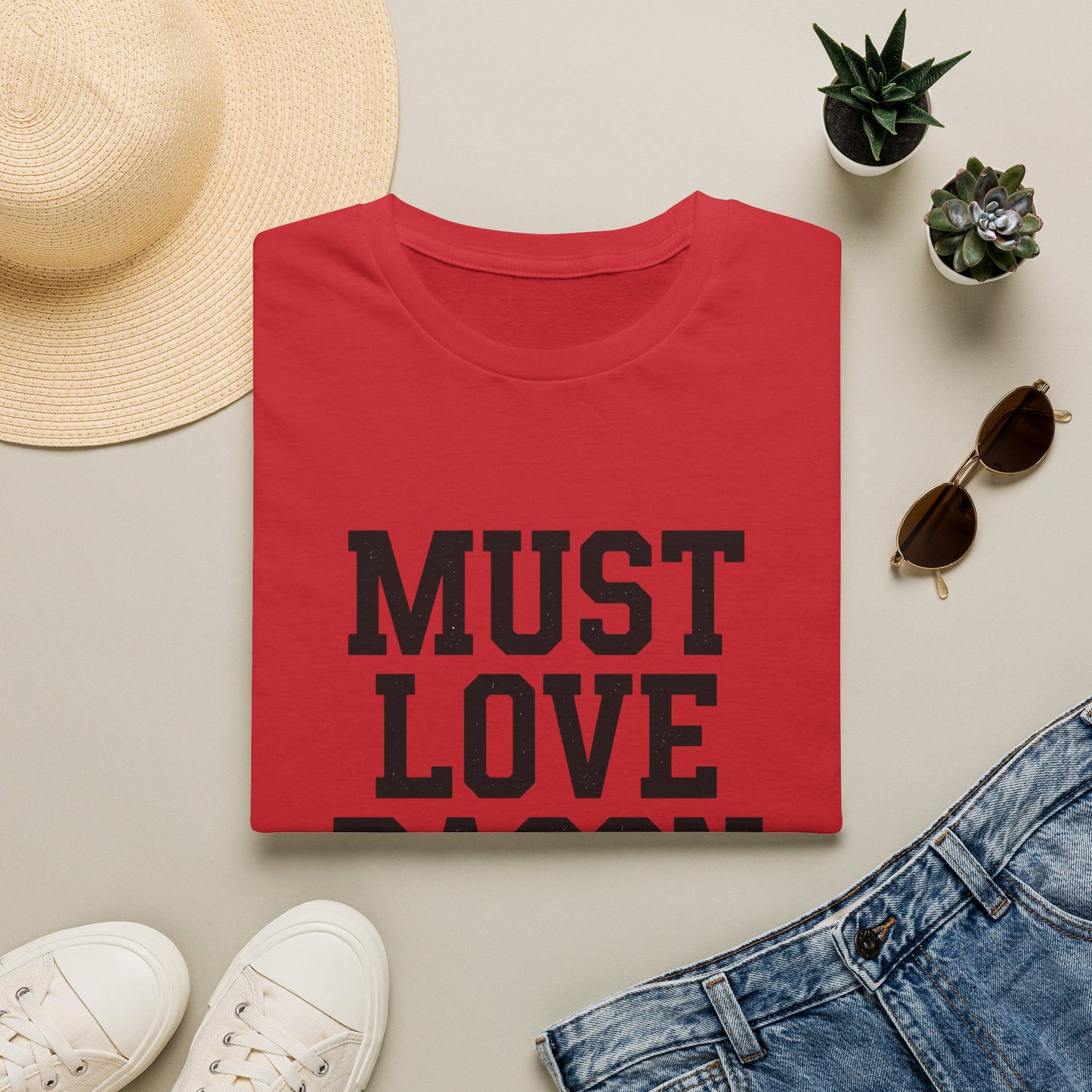 Must Love Bacon T-Shirt — Funny Food Lover Tee for Bacon Fans