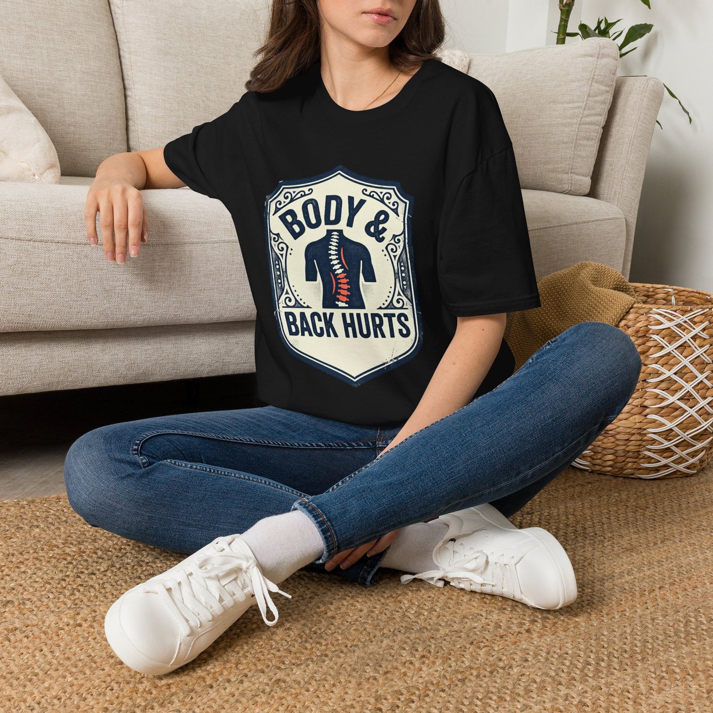 Back Hurts T-Shirt — Body & Back Hurts Graphic Tee for Spine Pain Relief Awareness