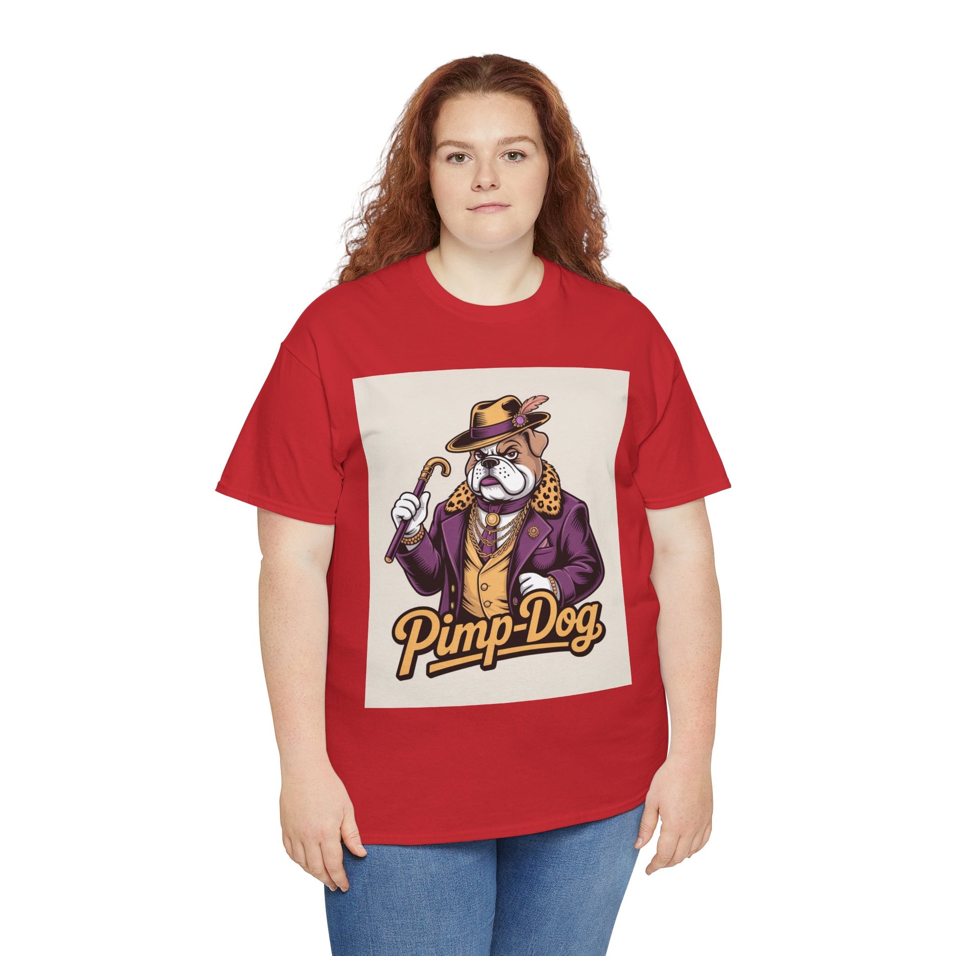 Pimp-Dog Graphic Tee — Retro Bulldog Character Shirt Printify