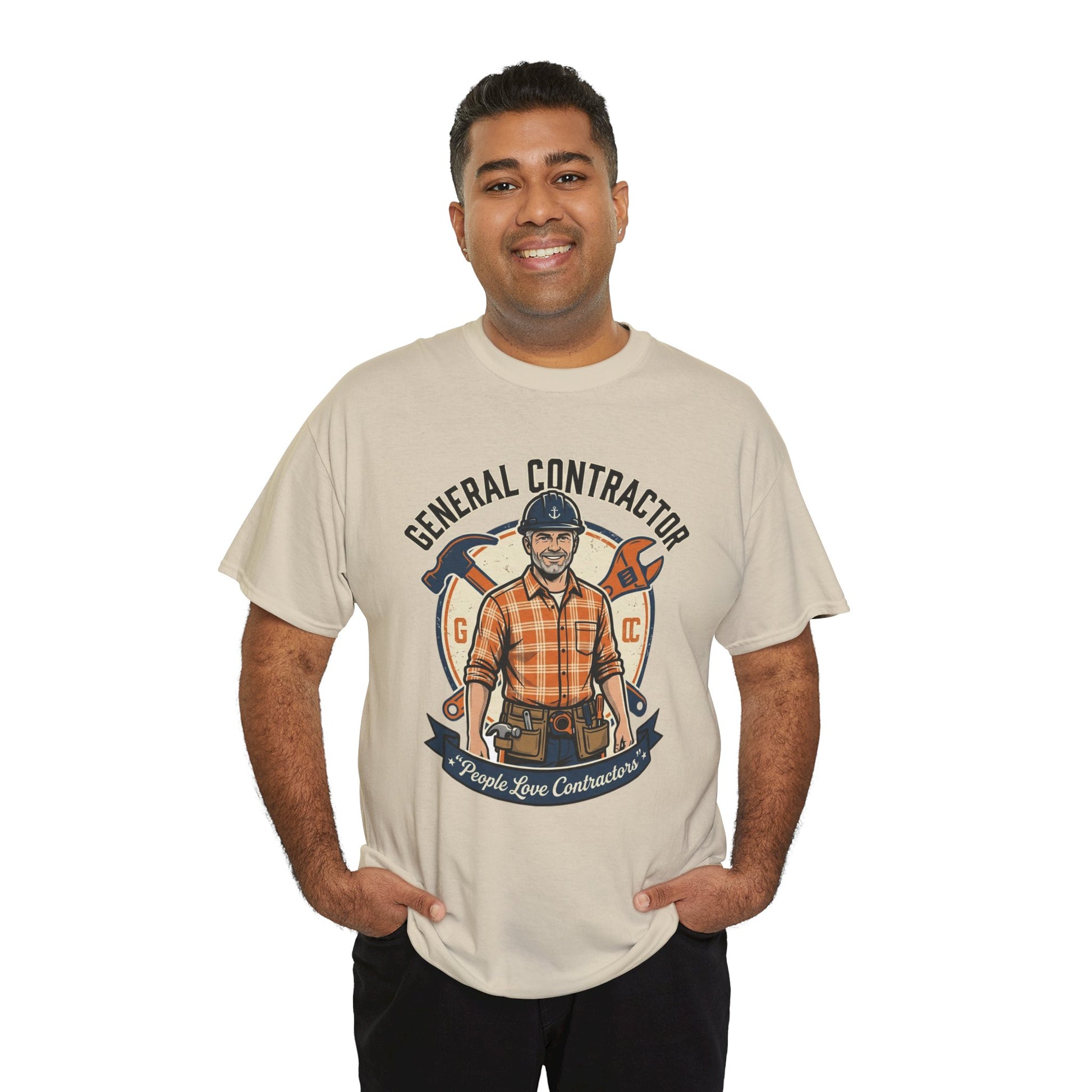 General Contractor T-Shirt — Vintage Construction Worker Logo Tee Printify