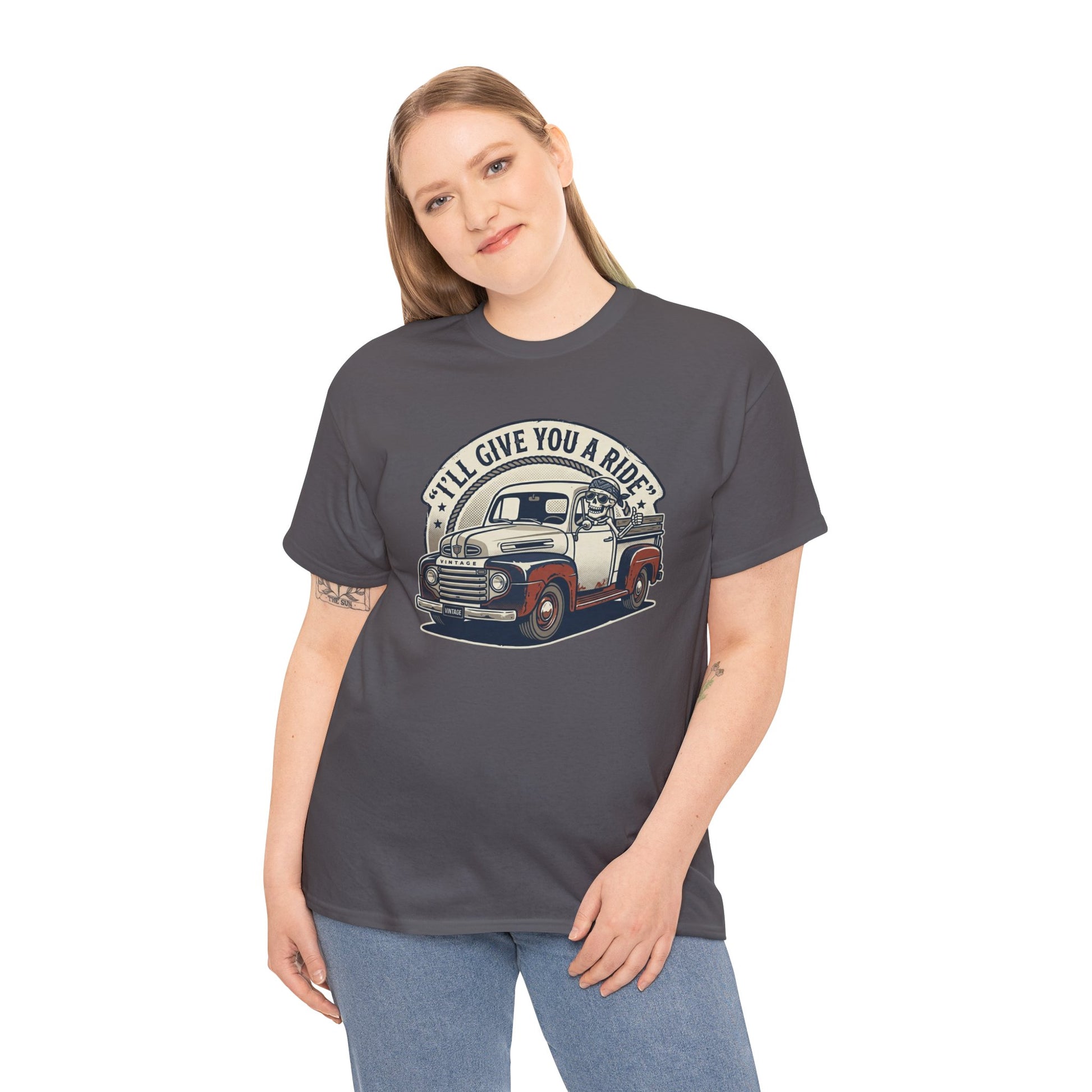 Vintage Pickup Truck T-Shirt — “I’ll Give You a Ride” Classic Retro Tee Printify