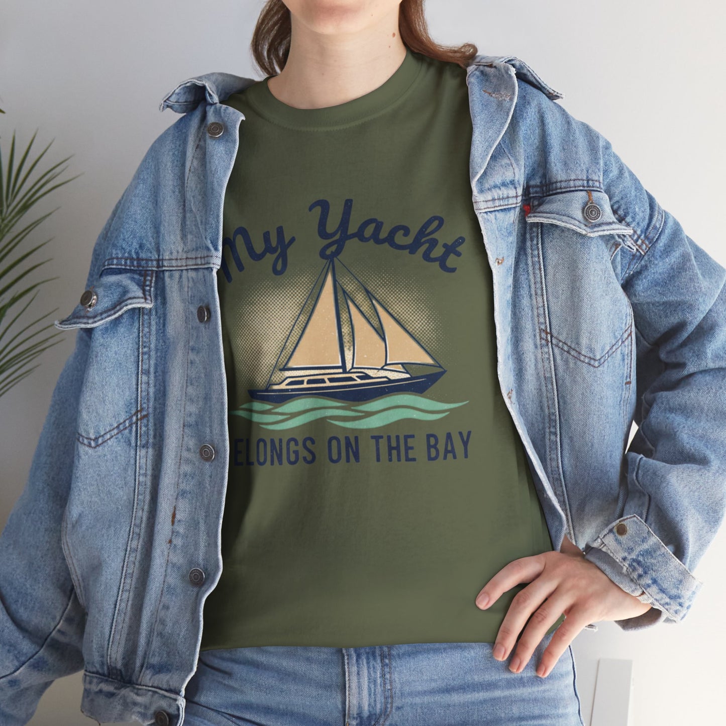 Sailboat Graphic Tee - "My Yacht Belongs on the Bay" Casual Nautical T-Shirt
