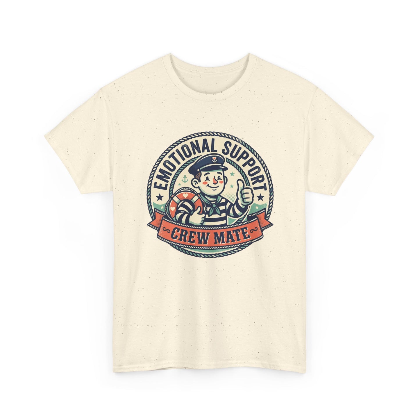 Emotional Support Crew Mate T‑Shirt — Retro Nautical Crewmate Tee Printify