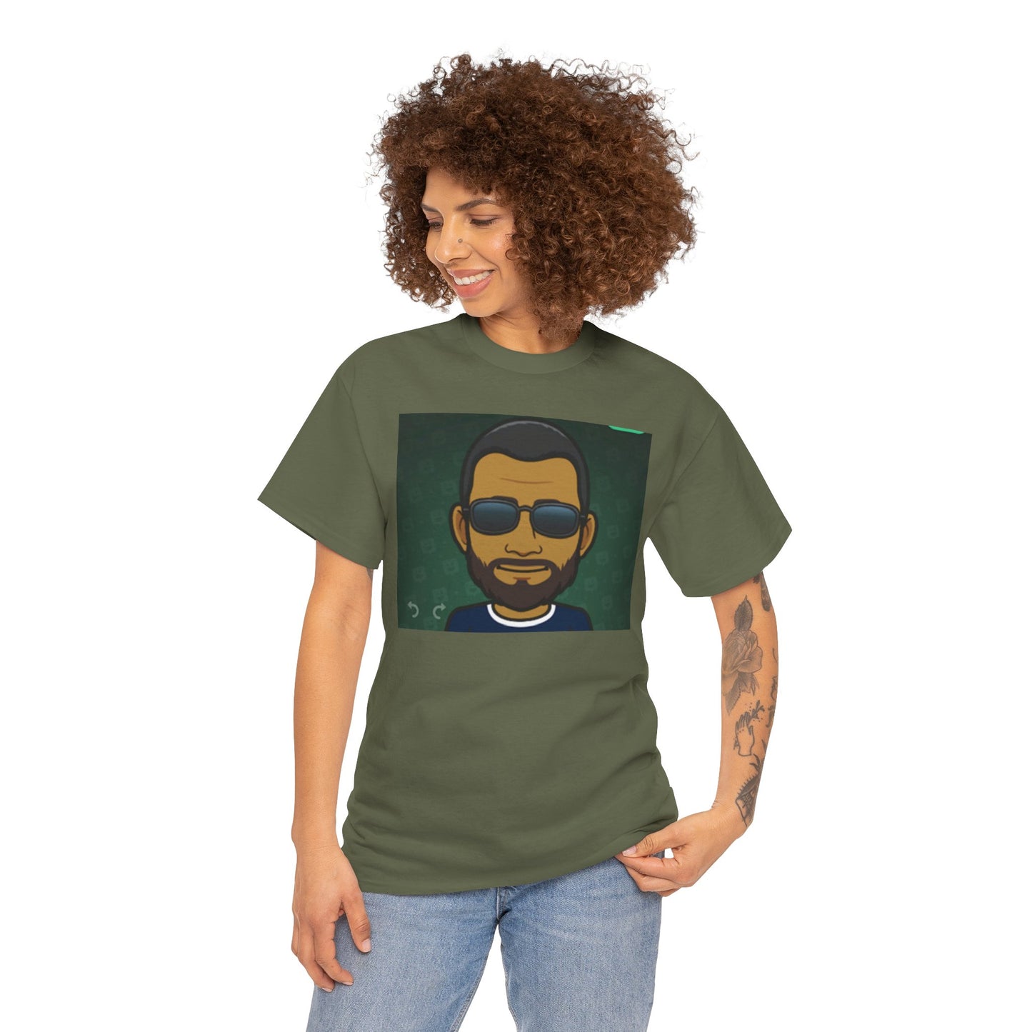 Bitmoji Portrait Tee — Cool Sunglasses Avatar Graphic T-Shirt Printify