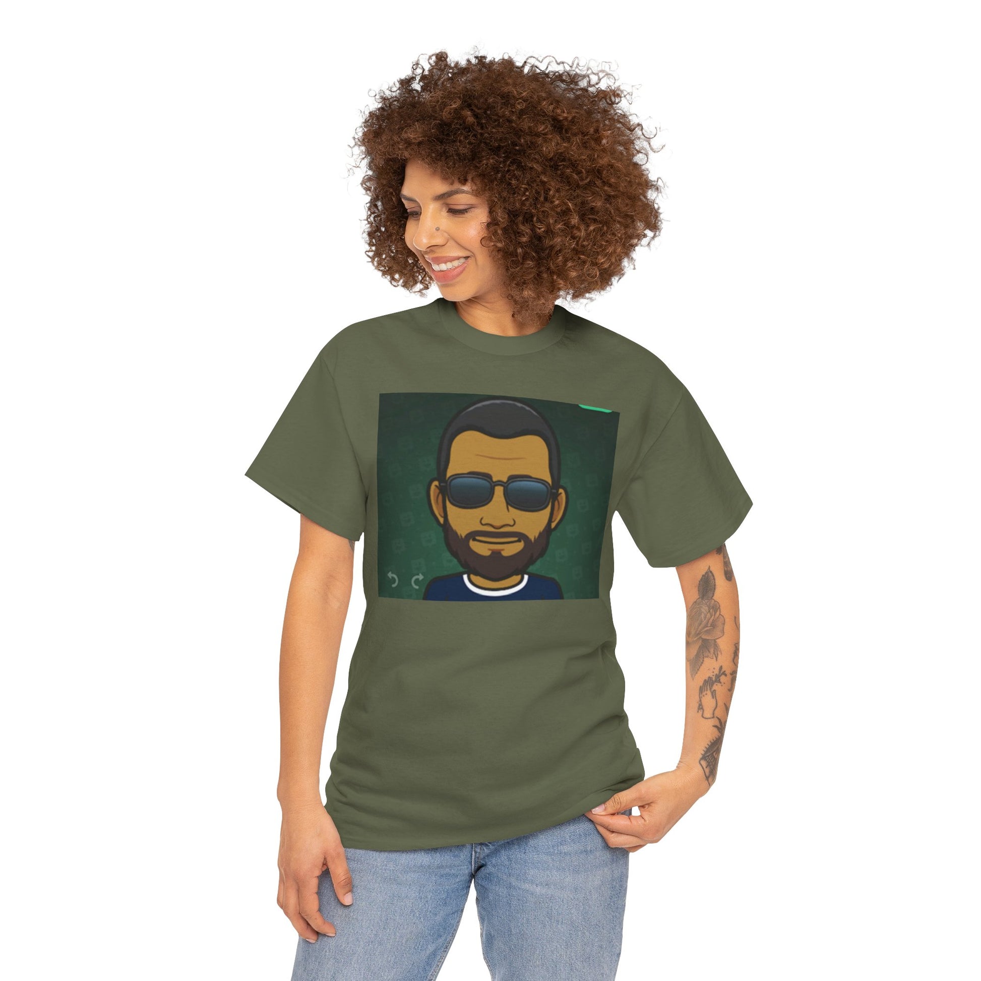 Bitmoji Portrait Tee — Cool Sunglasses Avatar Graphic T-Shirt Printify