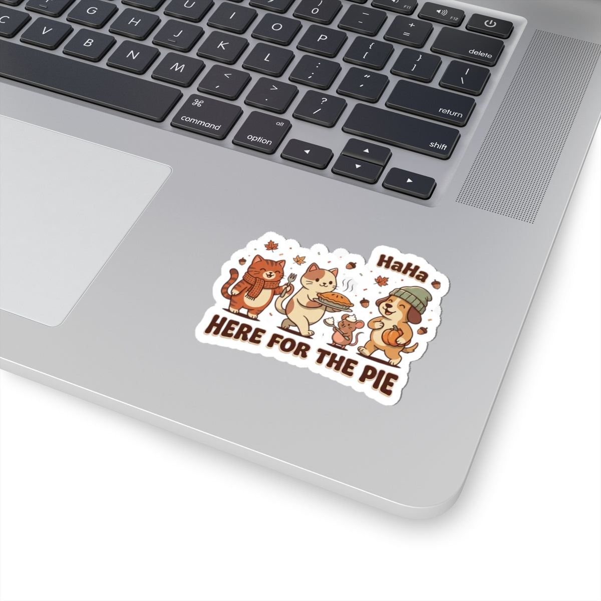Here for the Pie Kiss-Cut Sticker | Thanksgiving, Fall Pie, Cute Cats
