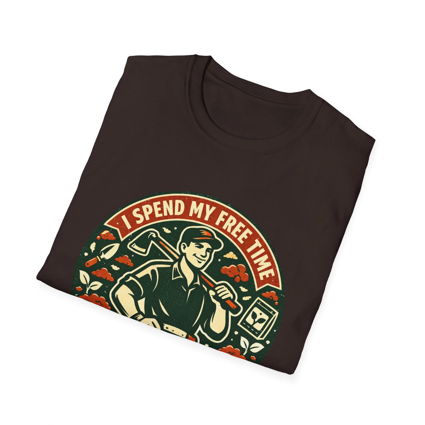 Gardener T-Shirt — “I Spend My Free Time With Hoes & Dirt Bags” Retro Gardening Tee