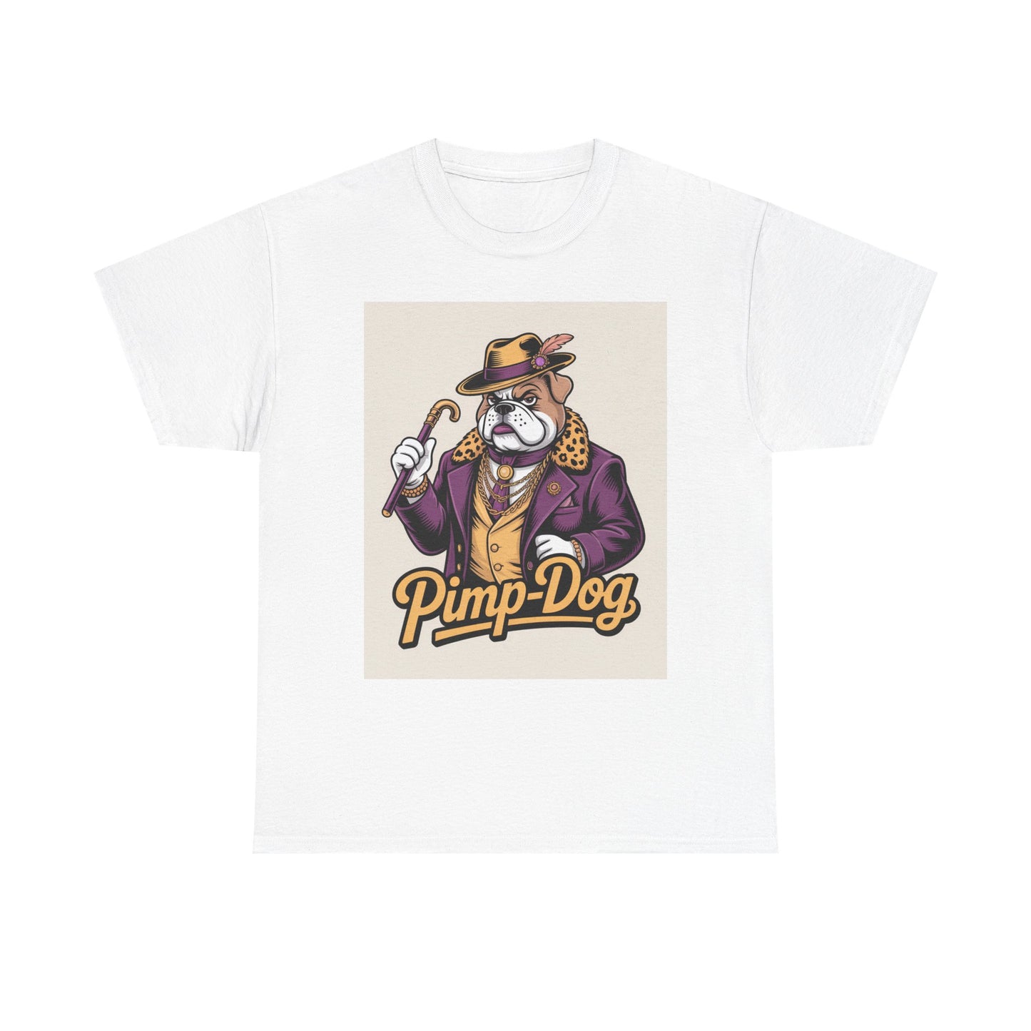 Pimp-Dog Graphic Tee — Retro Bulldog Character Shirt Printify