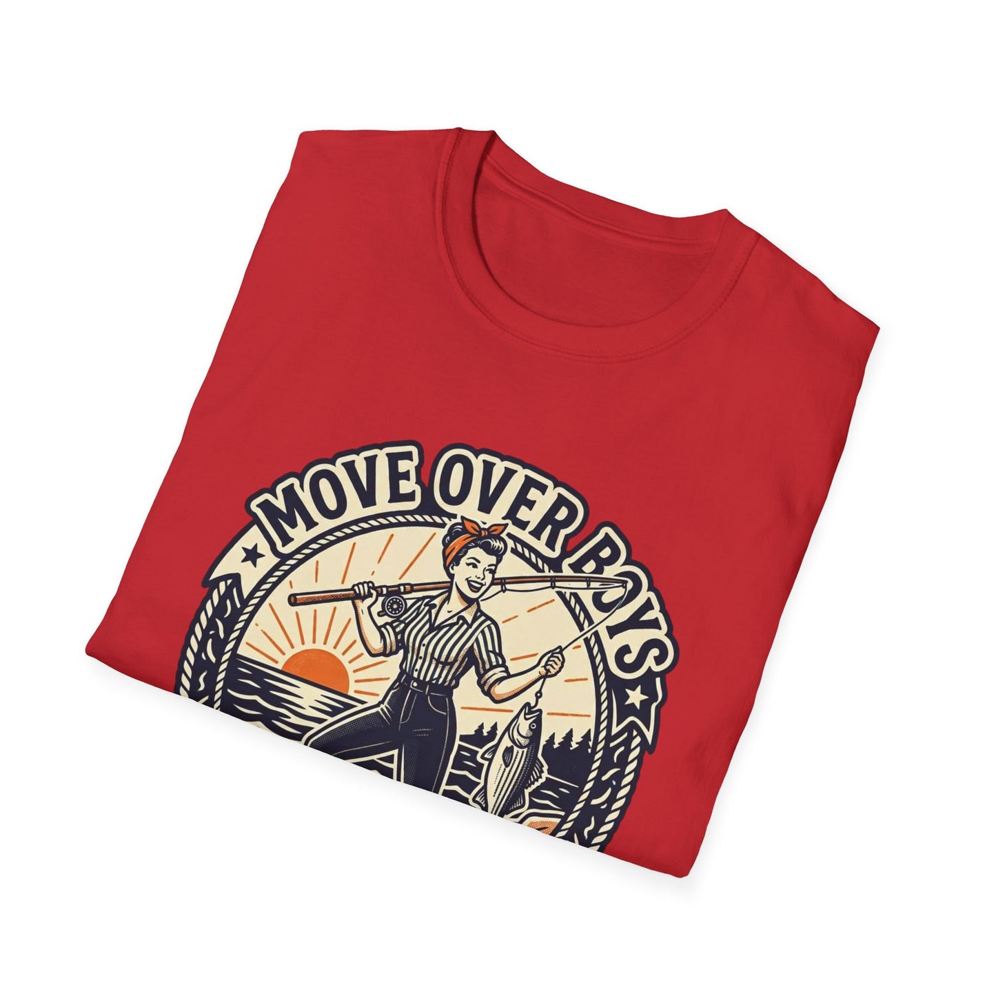 "Move Over Boys, Let This Girl Show How to Fish" Vintage Design - Fishing T-Shirt