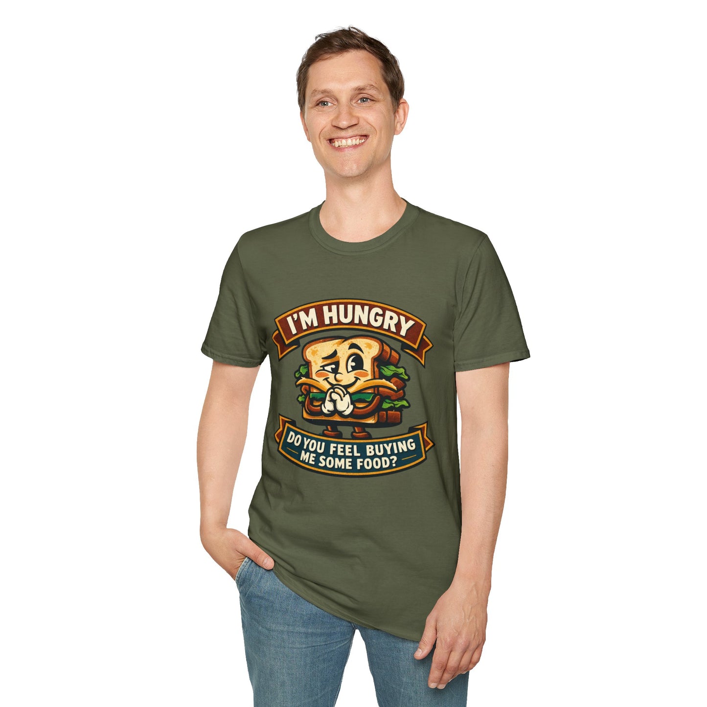 I'm Hungry Burger Graphic T-Shirt — "Do You Feel Buying Me Some Food?" Funny Foodie Tee