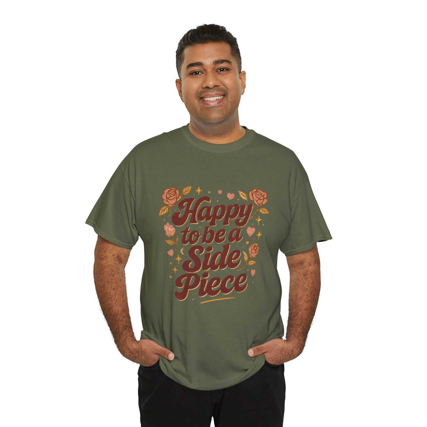 Happy to Be a Side Piece Tee — Retro Floral Statement T-Shirt