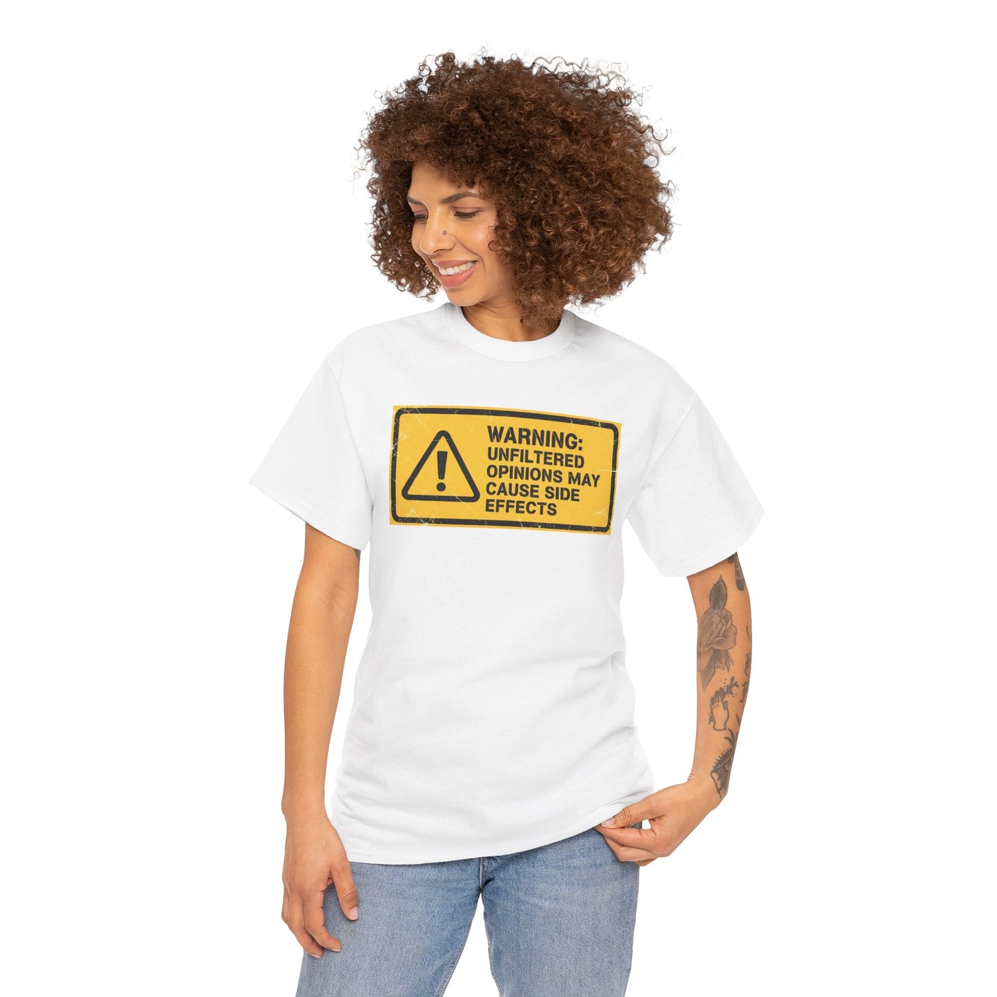 T-Shirt — "Warning: Unfiltered Opinions May Cause Side Effects" Graphic Tee