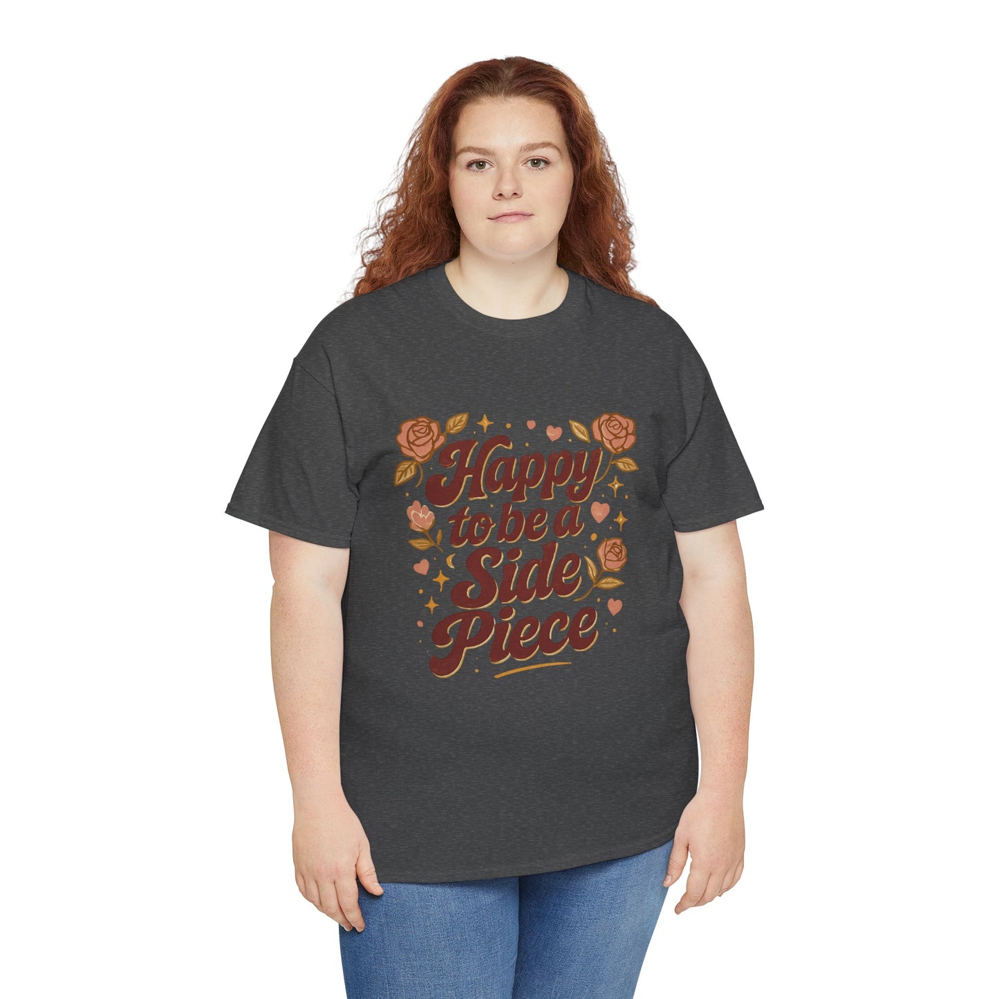 Happy to Be a Side Piece Tee — Retro Floral Statement T-Shirt