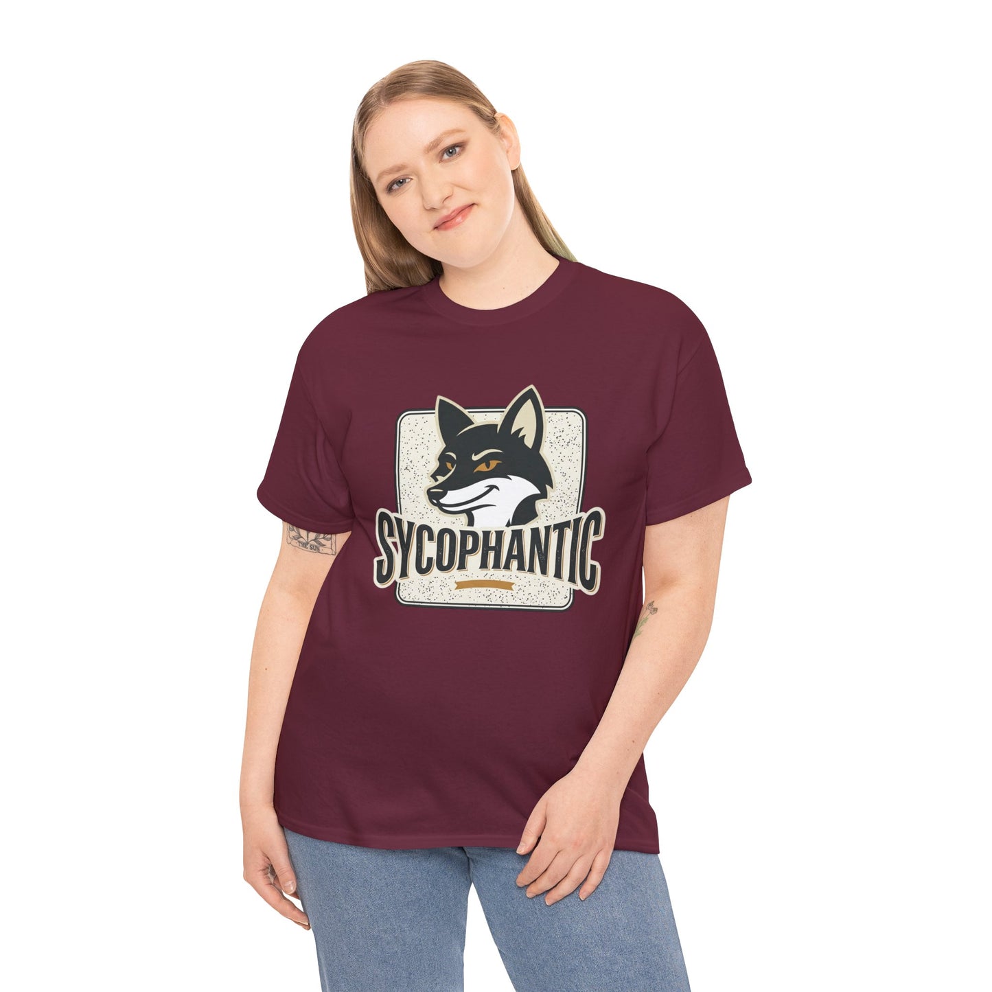 Sycophantic Fox Graphic Tee — Retro Animal Logo T-Shirt