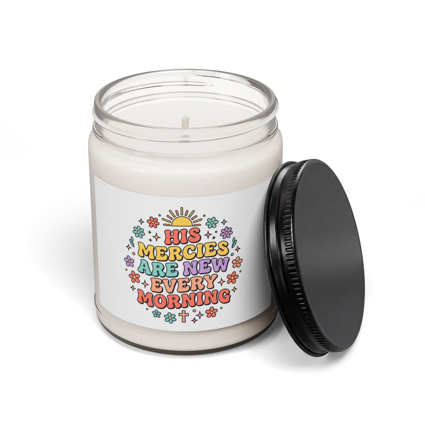 His Mercies Are New Every Morning Candle | Christian, Retro Pastel Encouragement