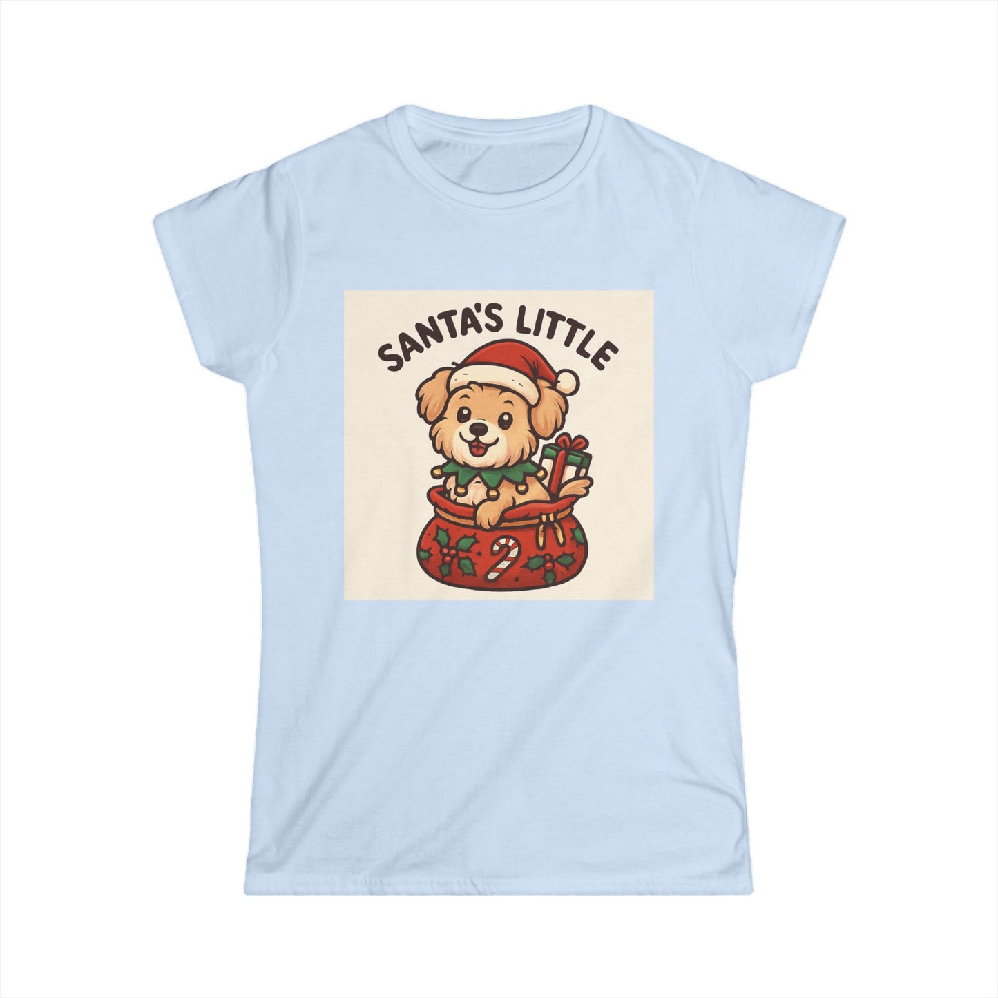 Santa's Little Puppy Tee — Cute Christmas Dog Holiday T‑Shirt for Women
