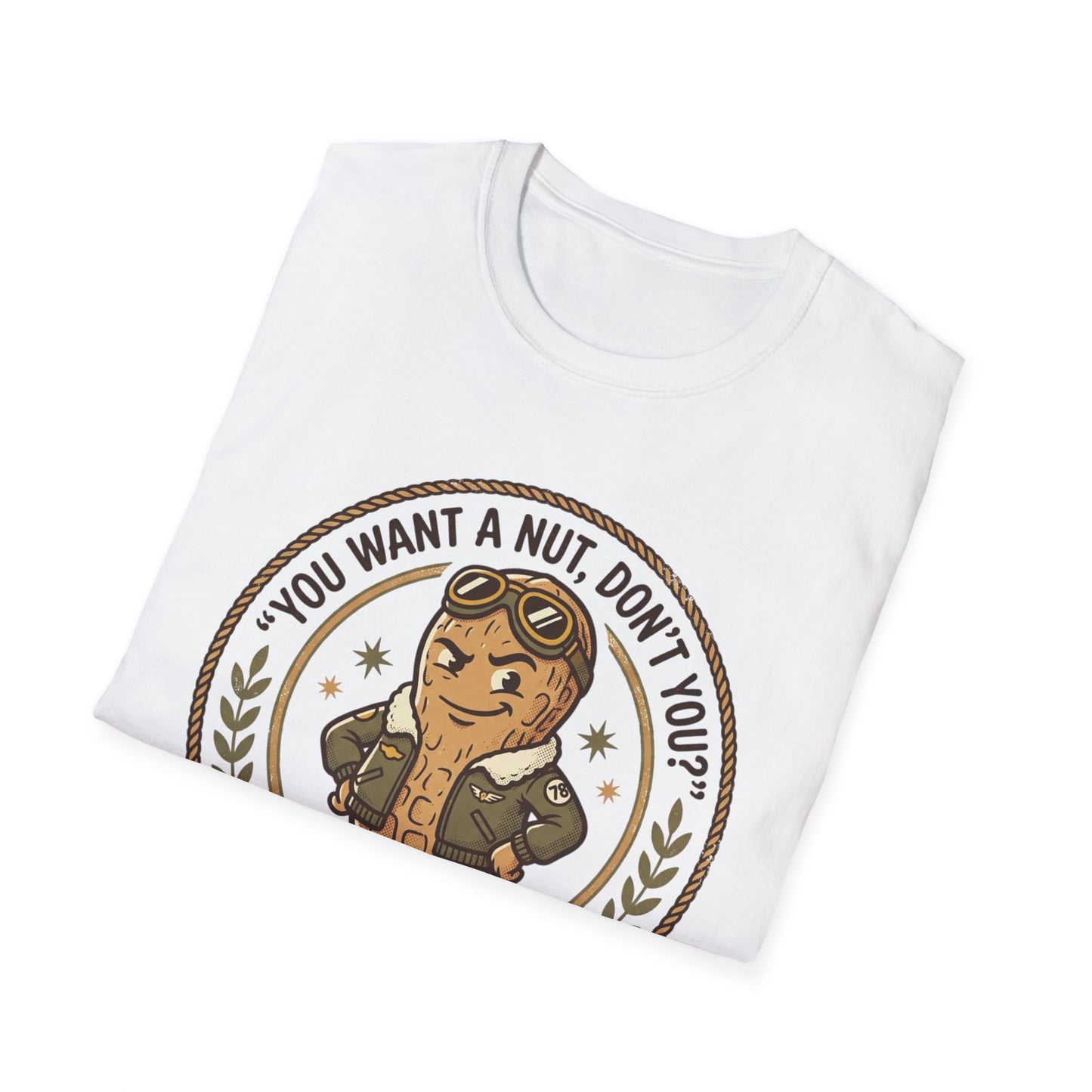 Vintage Mascot Peanut T-Shirt — "You Want a Nut, Don't You?" Retro Graphic Tee Printify