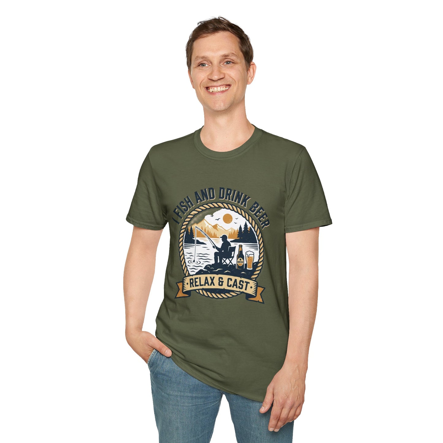 Fishing & Beer T-Shirt — "I Fish and Drink Beer" Relax & Cast Graphic Tee