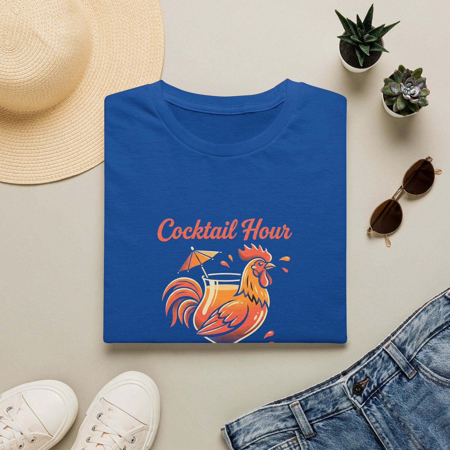 Cocktail Hour Rooster T-Shirt — Funny Bar & Happy Hour Graphic Tee