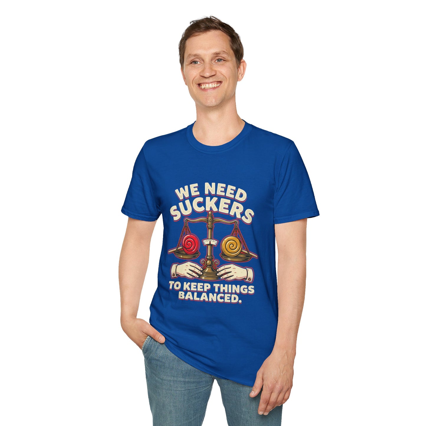 "We Need Suckers to Keep Things Balanced" Retro Candy Scale Tee