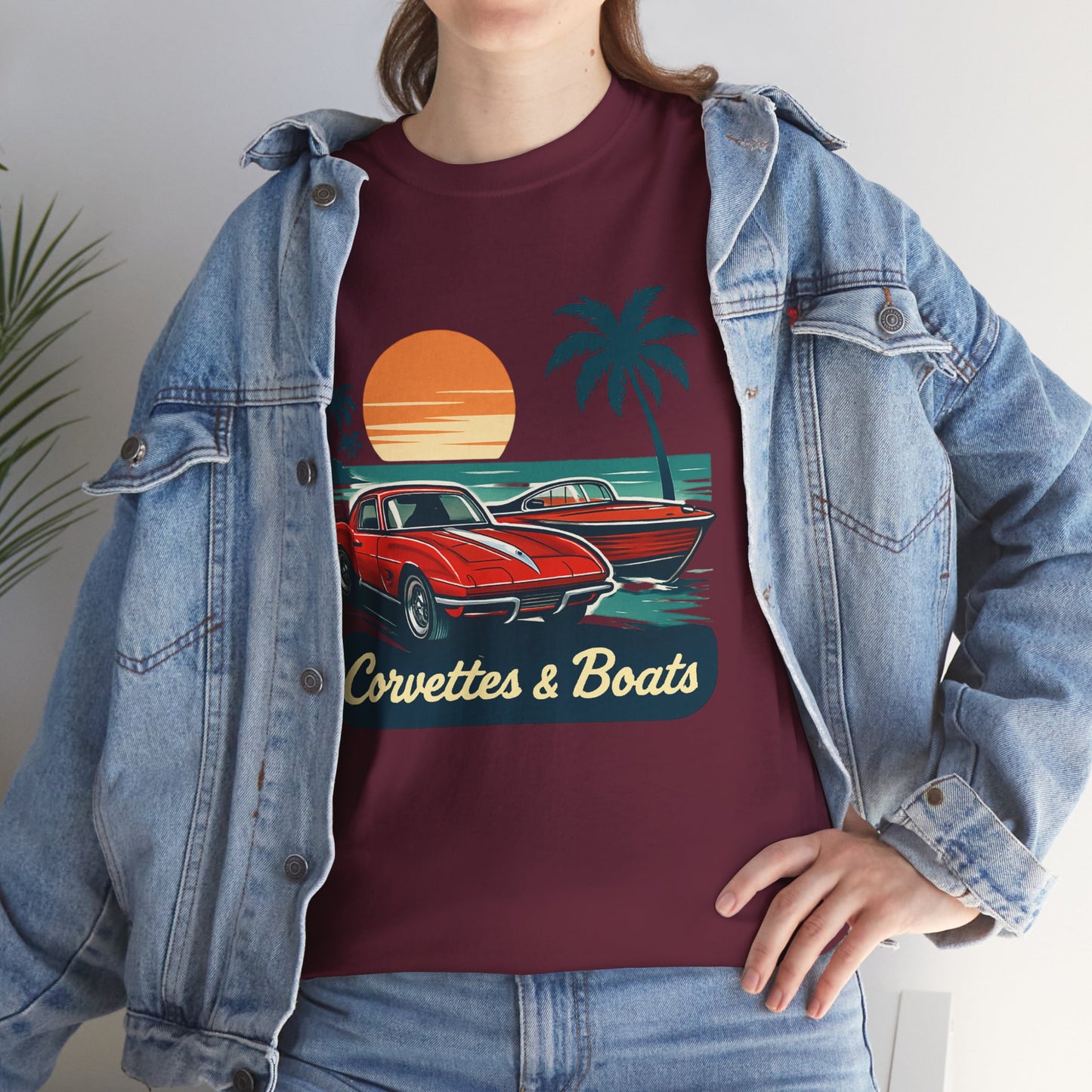 Corvettes & Boats Retro Sunset T‑Shirt