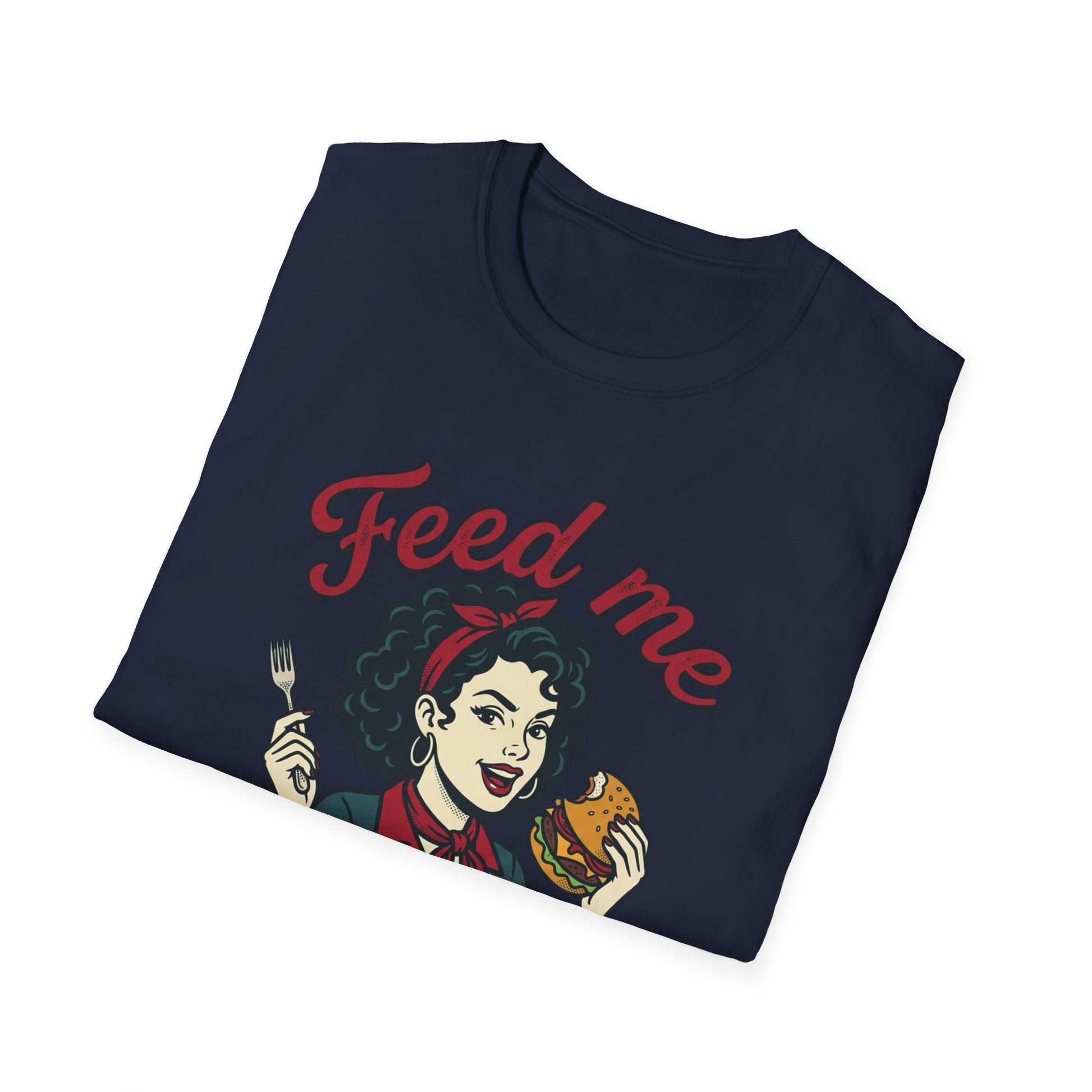 Feed Me Eat Me T-Shirt — Retro Pinup Burger Graphic Tee Printify