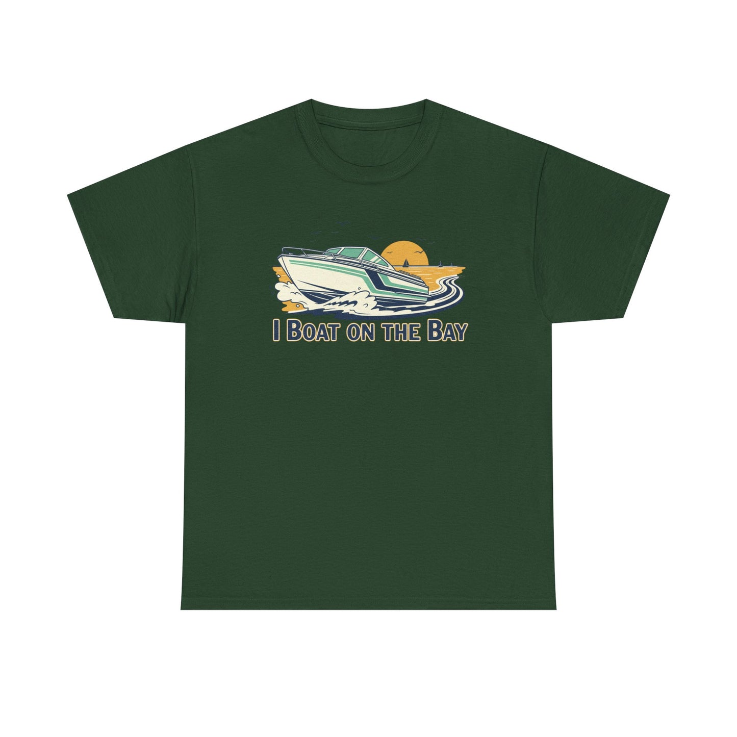 Boat on the Bay T-Shirt — Retro Motorboat Sunset Tee Printify