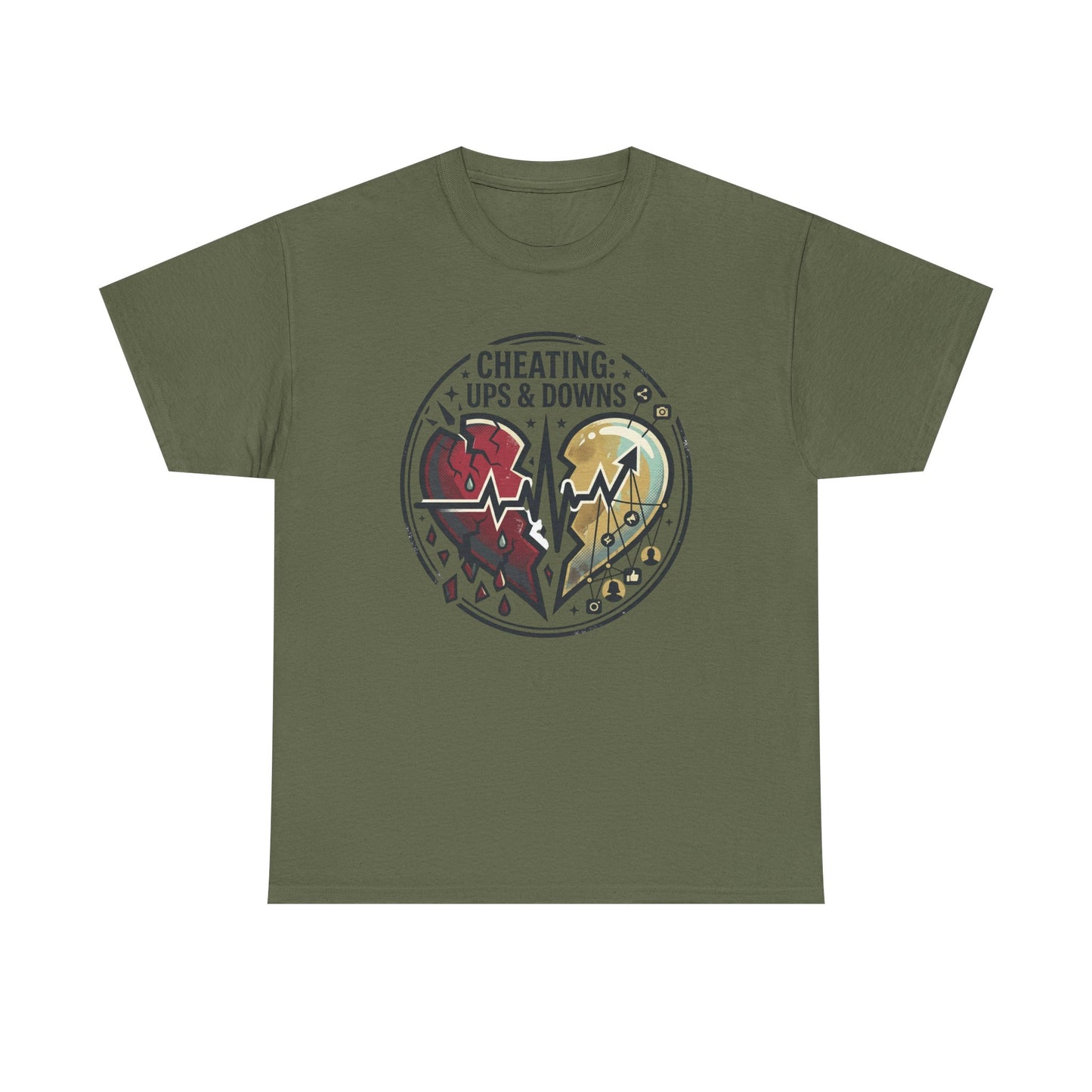 Cheating: Ups & Downs Broken Heart Graphic Tee Printify