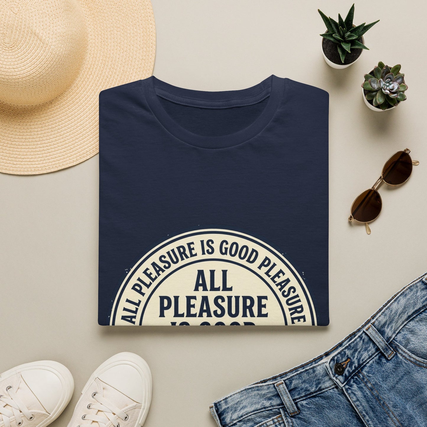 "All Pleasure Is Good Pleasure" Vintage Badge Tee