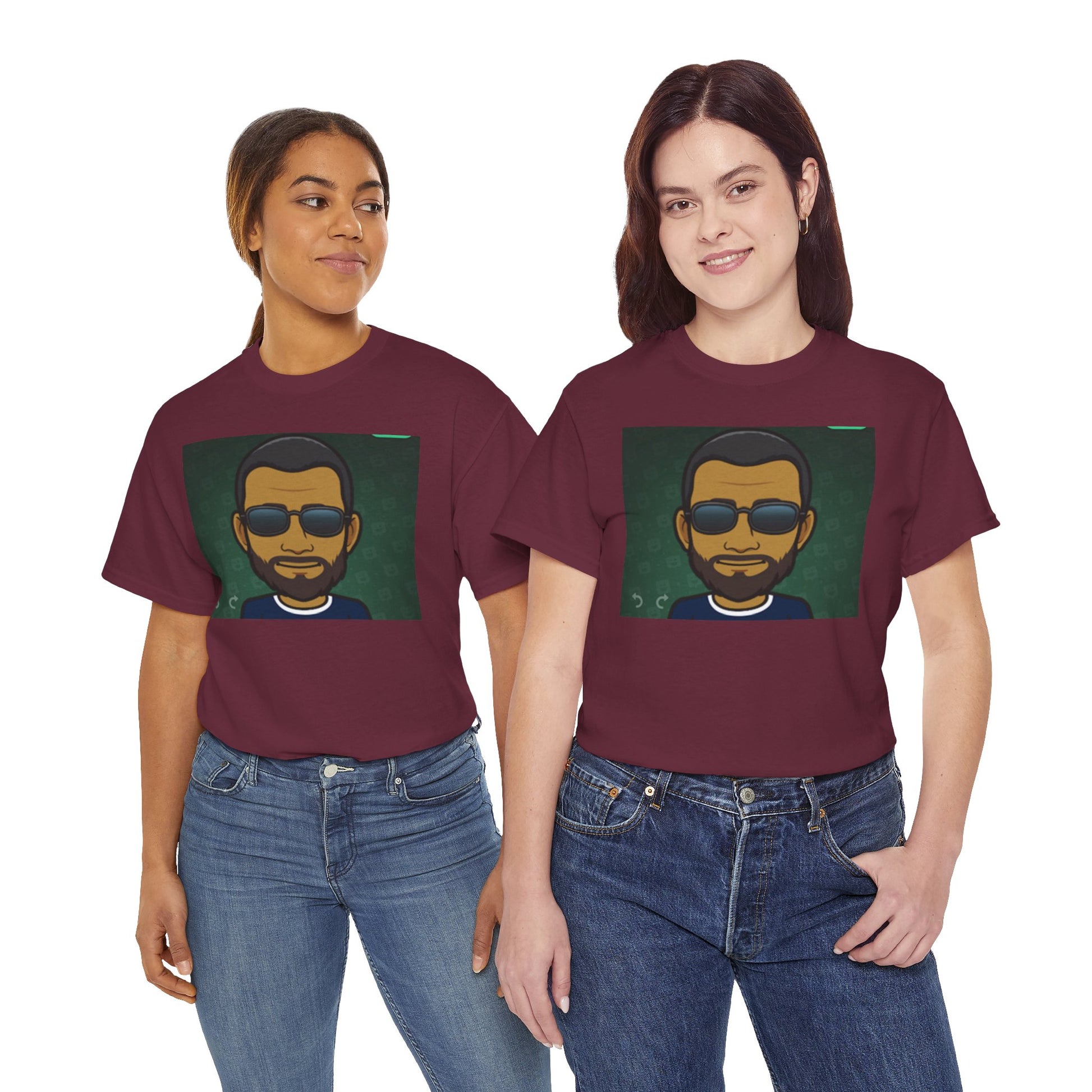 Bitmoji Portrait Tee — Cool Sunglasses Avatar Graphic T-Shirt Printify
