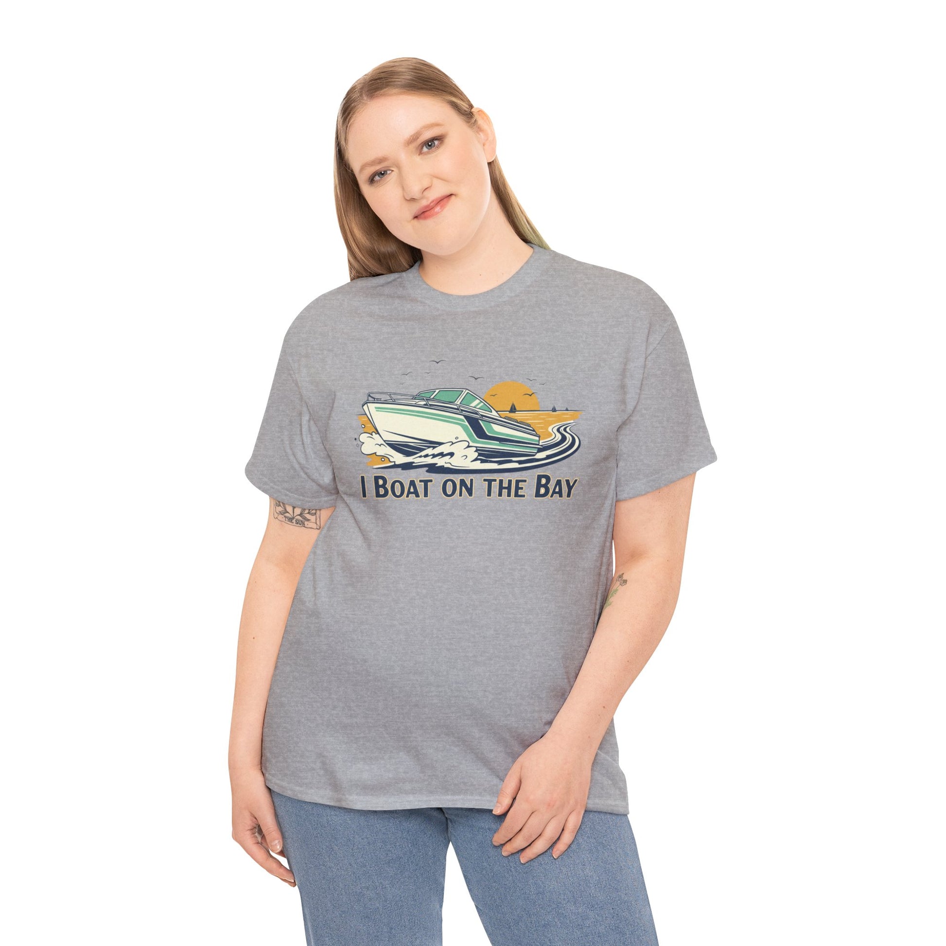 Boat on the Bay T-Shirt — Retro Motorboat Sunset Tee Printify