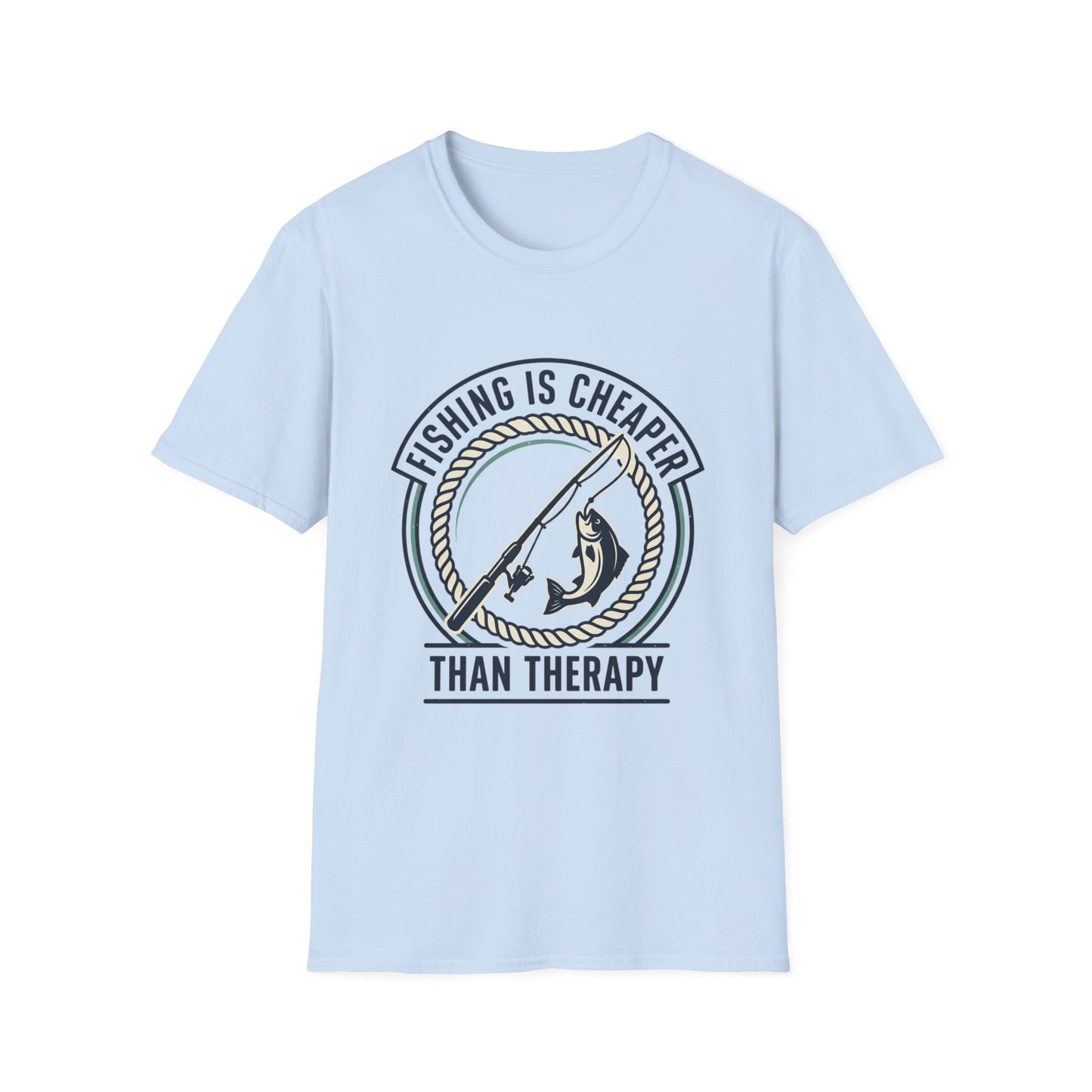 Fishing Is Cheaper Than Therapy T-Shirt — Funny Fishing Graphic Tee for Anglers