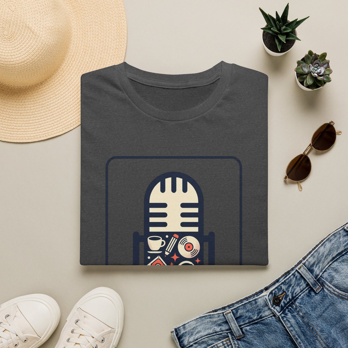 Microphone Graphic T-Shirt — “Objects Into Voice” Podcast Tee