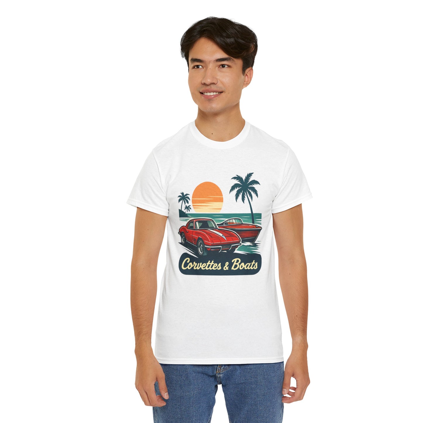 Corvettes & Boats Retro Sunset T‑Shirt