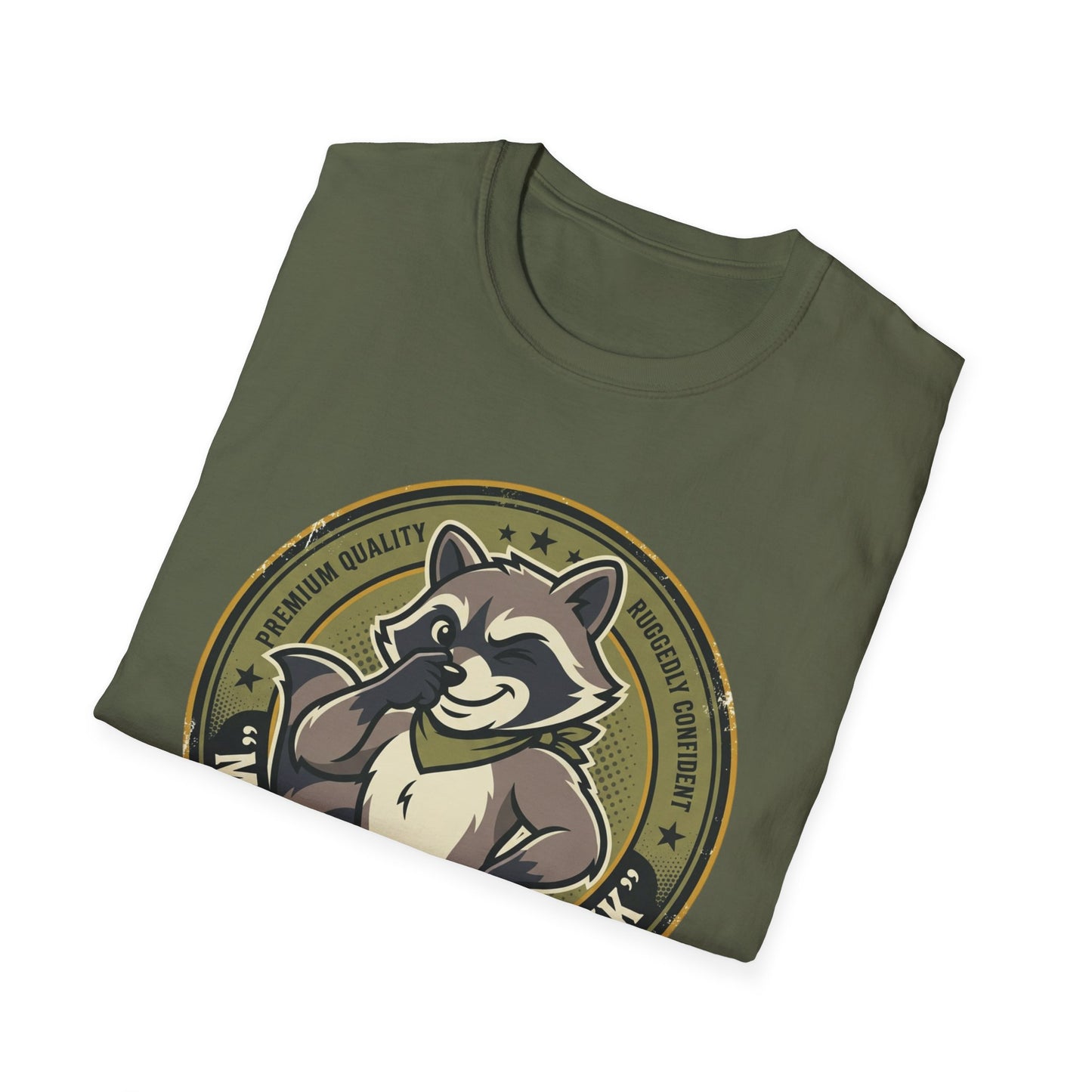 Raccoon Badge T-Shirt — "My Shit Doesn't Stink" Funny Graphic Tee Printify