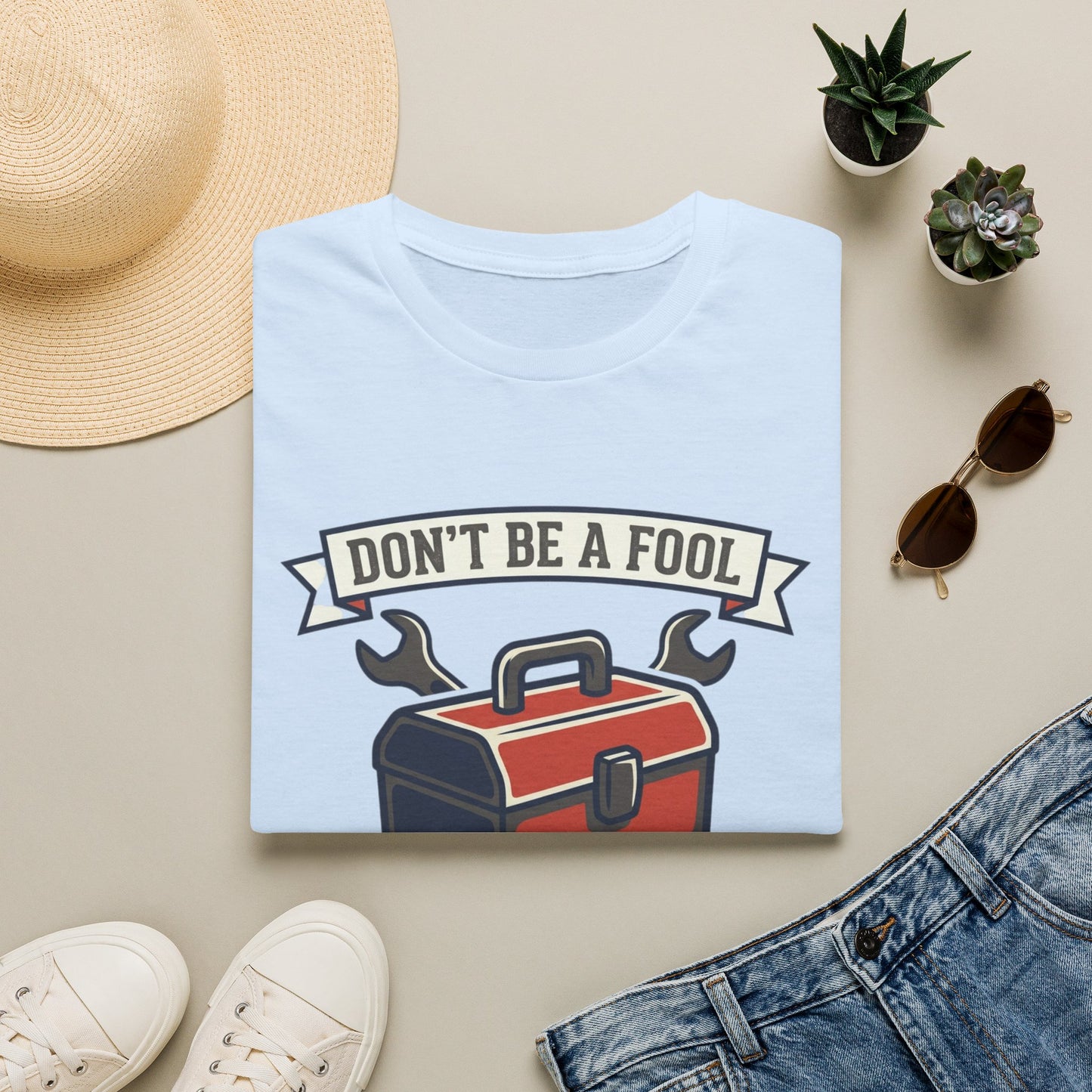 Don't Be a Fool Toolbox T‑Shirt — Wrap Your Tool Shirt for Mechanics & DIYers