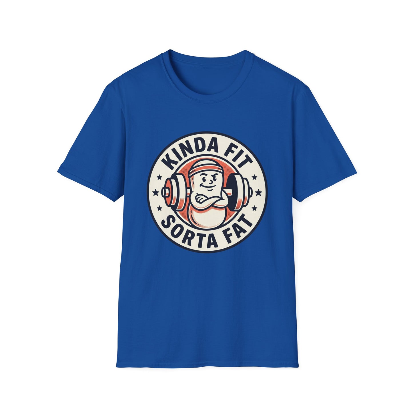 Kinda Fit Sorta Fat Funny Gym T-Shirt — Humorous Weightlifting Tee