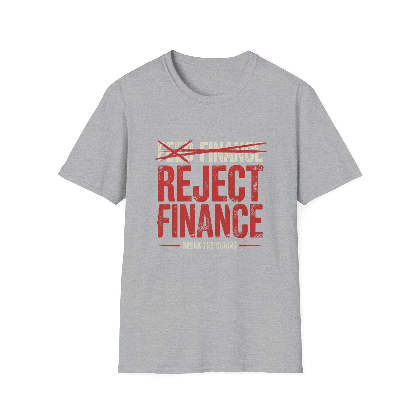 Reject Finance T-Shirt — Bold Red Protest Graphic Tee
