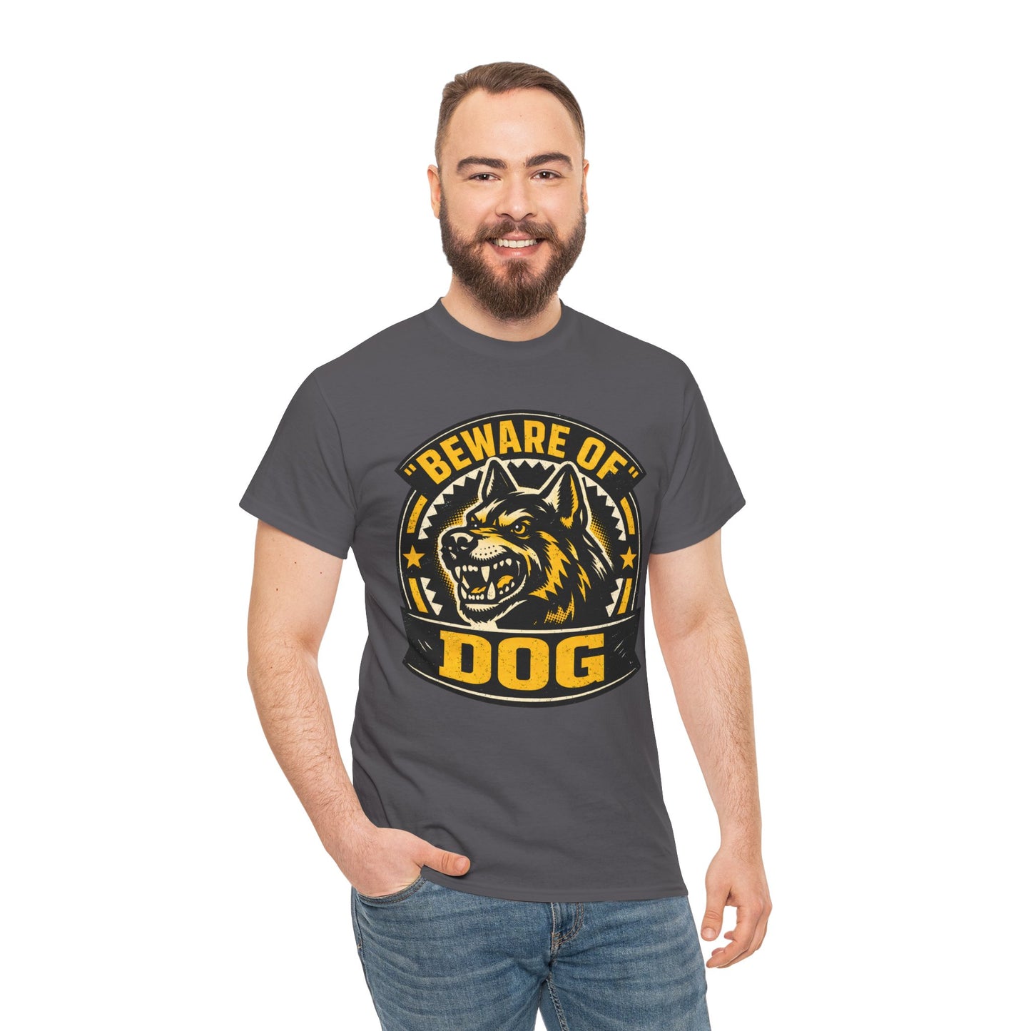 Beware of Dog T-Shirt — Retro Aggressive Dog Warning Graphic Tee Printify