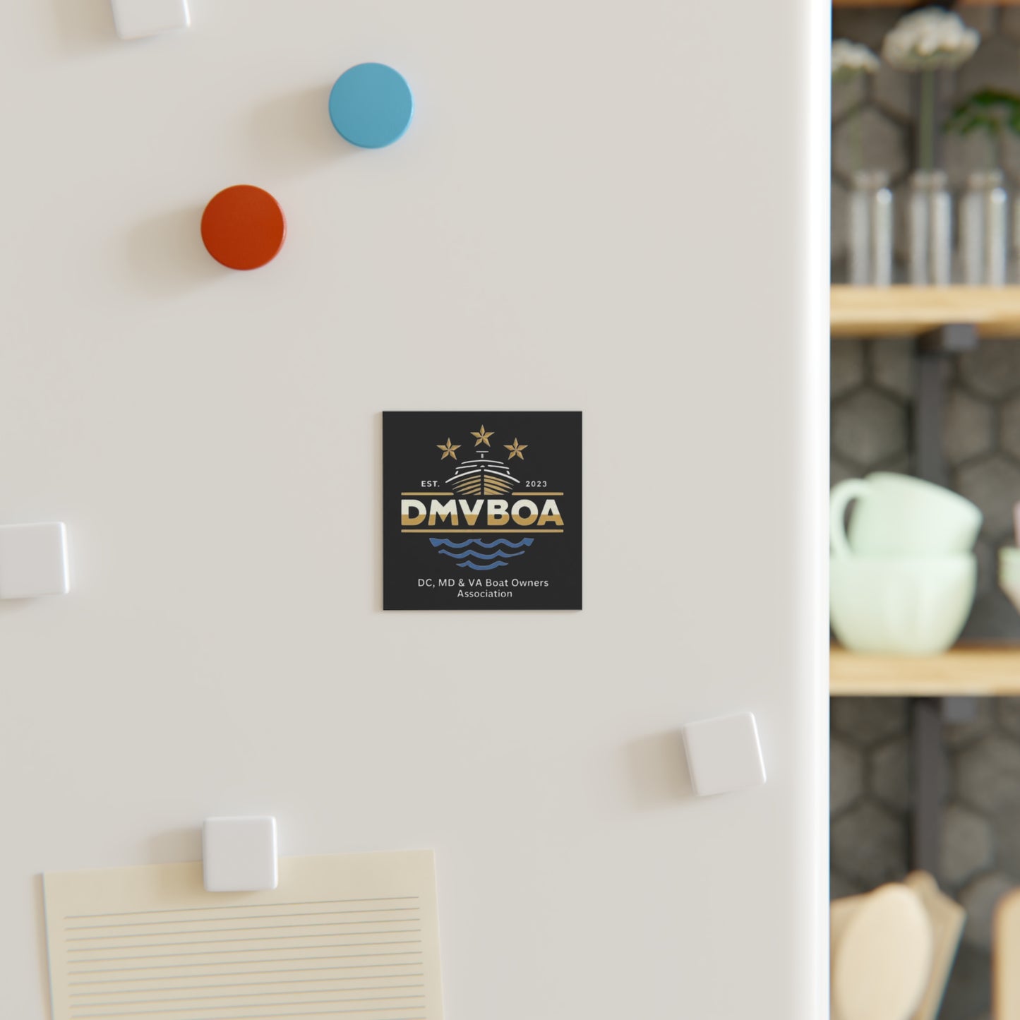 DMV Boat Owners Association Square Magnet - Nautical Decor for Boating Enthusiasts