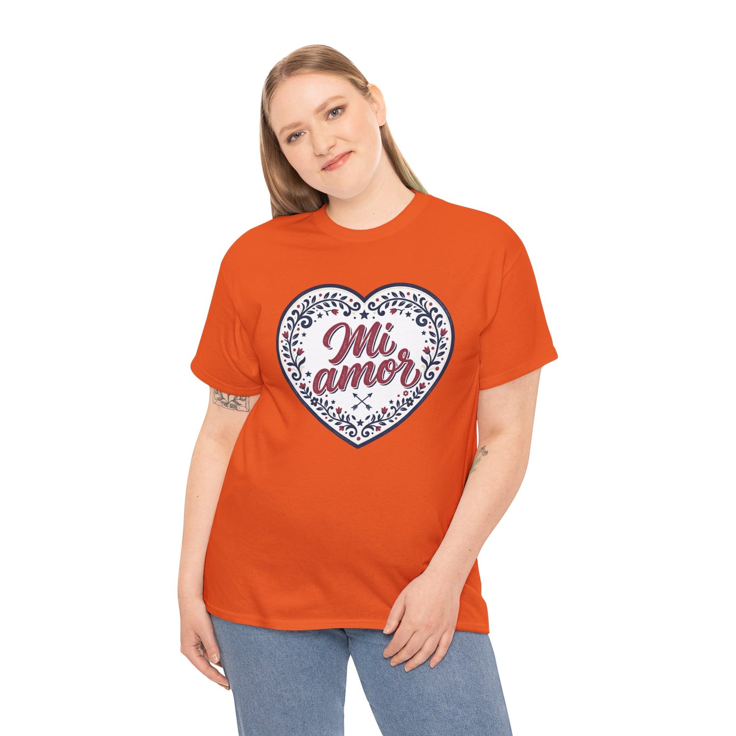 Mi Amor Heart T-Shirt — Romantic Floral Graphic Tee for Valentine’s Day