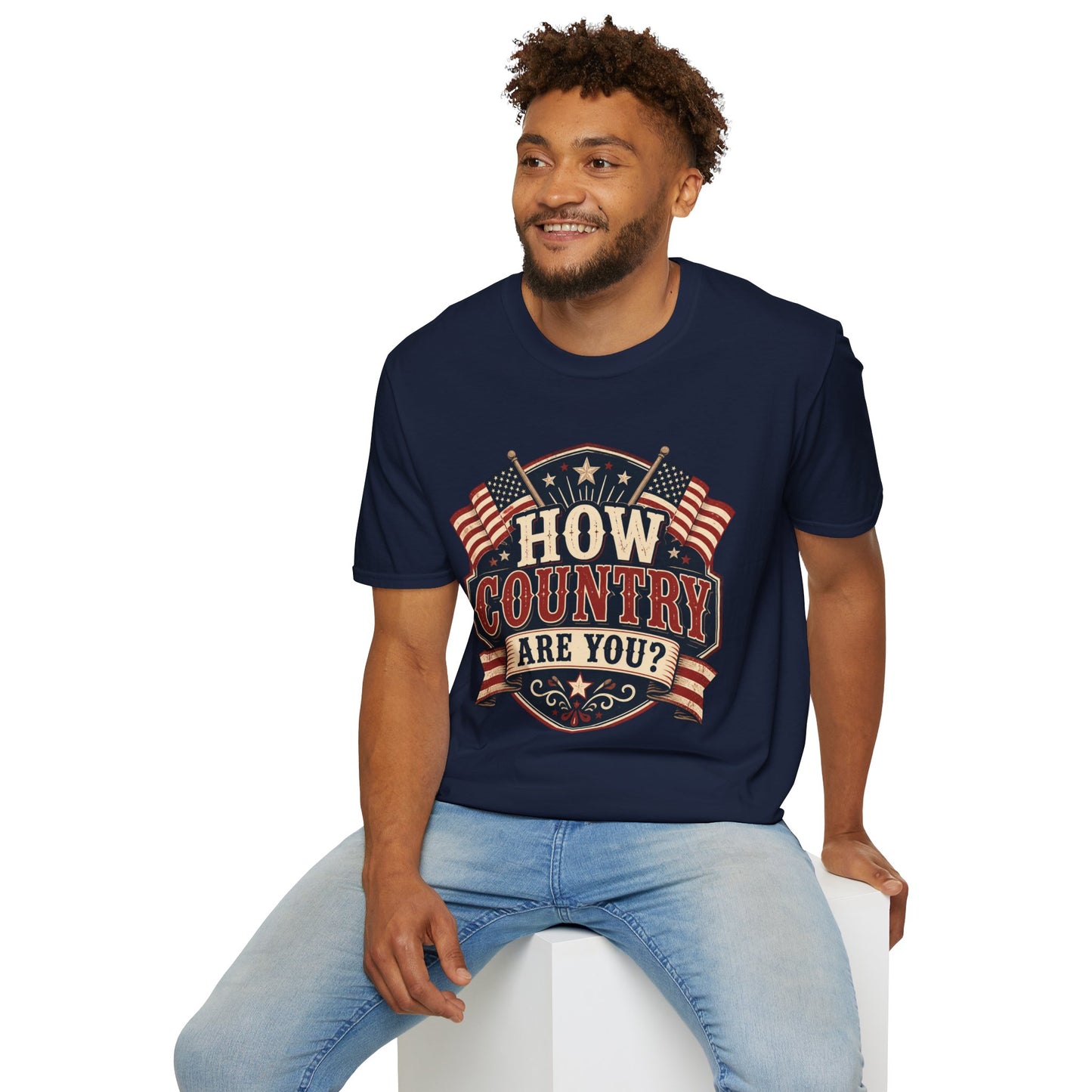How Country Are You? T-Shirt — Vintage American Flag Country Graphic Tee