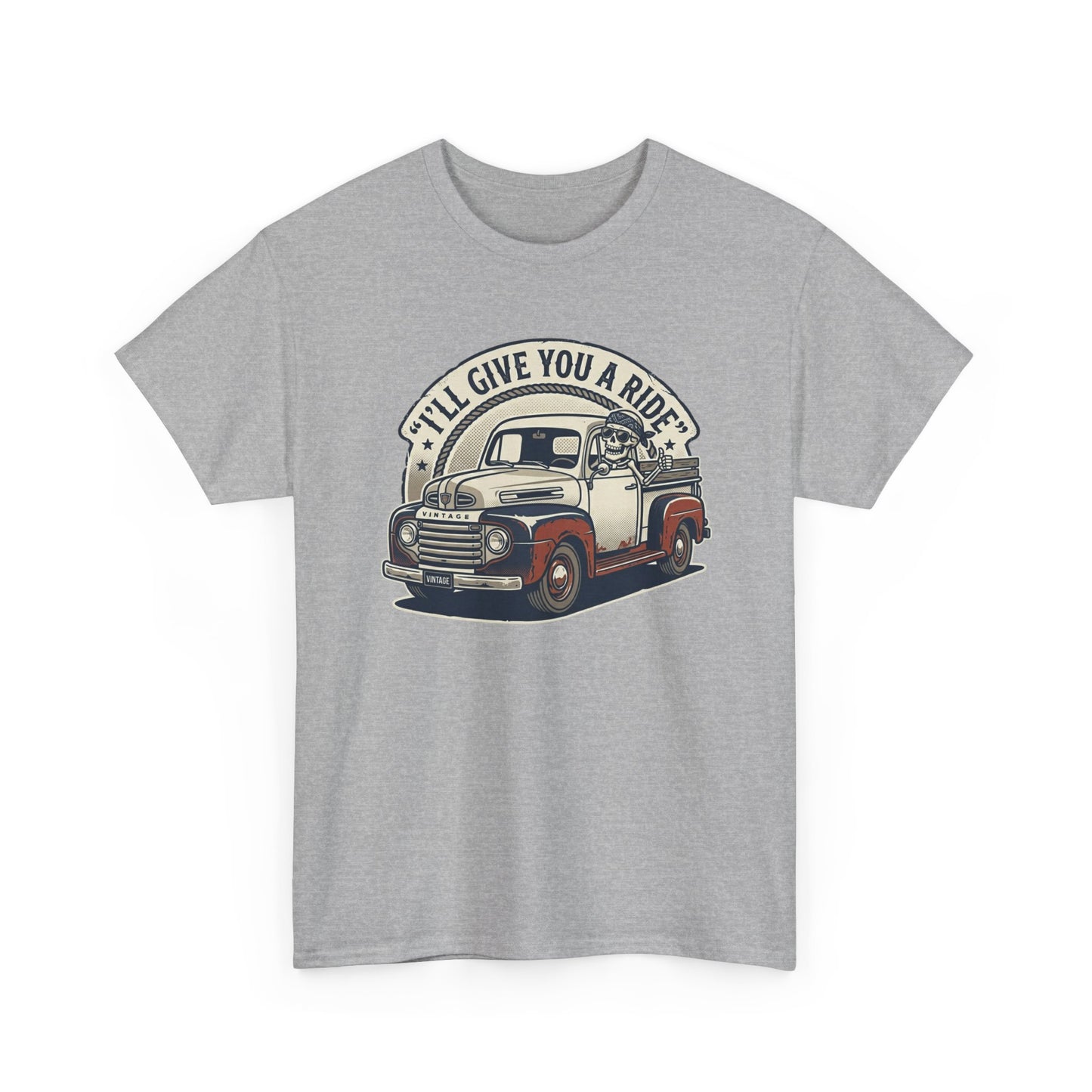Vintage Pickup Truck T-Shirt — “I’ll Give You a Ride” Classic Retro Tee Printify