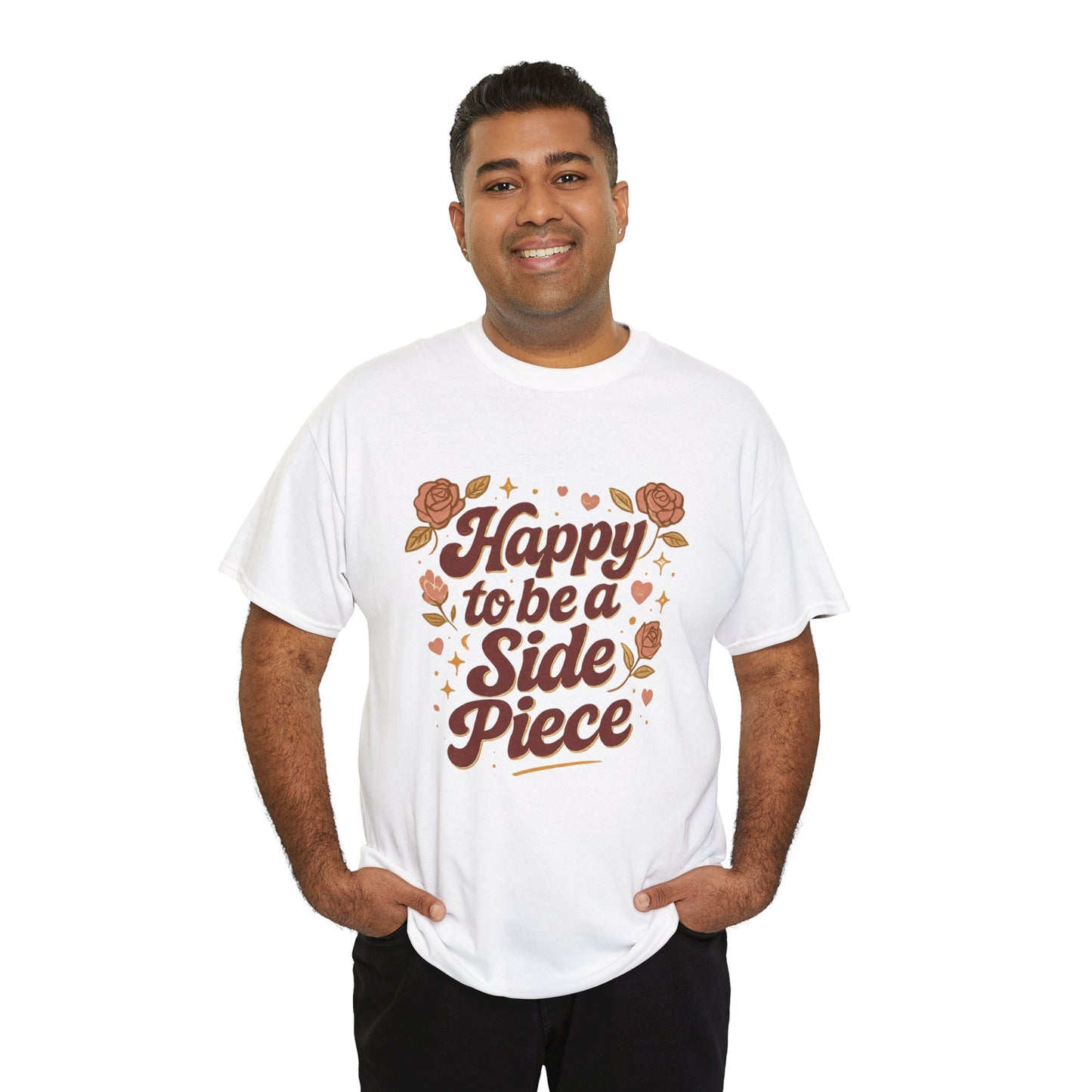 Happy to Be a Side Piece Tee — Retro Floral Statement T-Shirt