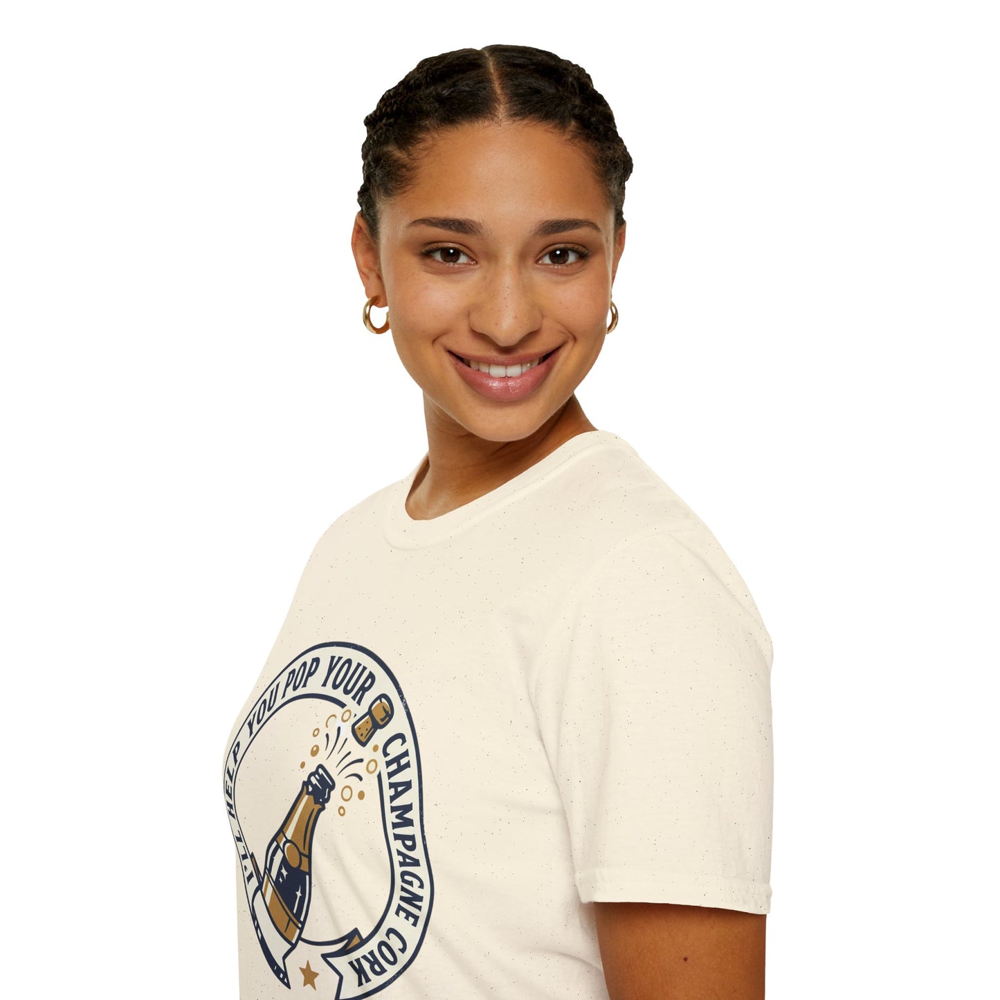 Champagne Cork Pop T-Shirt – "I’ll Help You Pop Your Champagne Cork" Celebration Tee