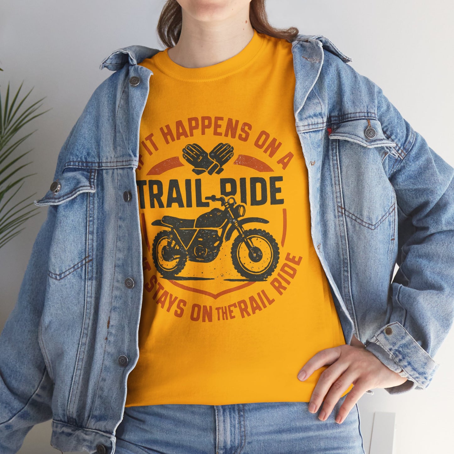 Trail Ride Motorcycle T-Shirt — "If It Happens on a Trail Ride" Biker Tee